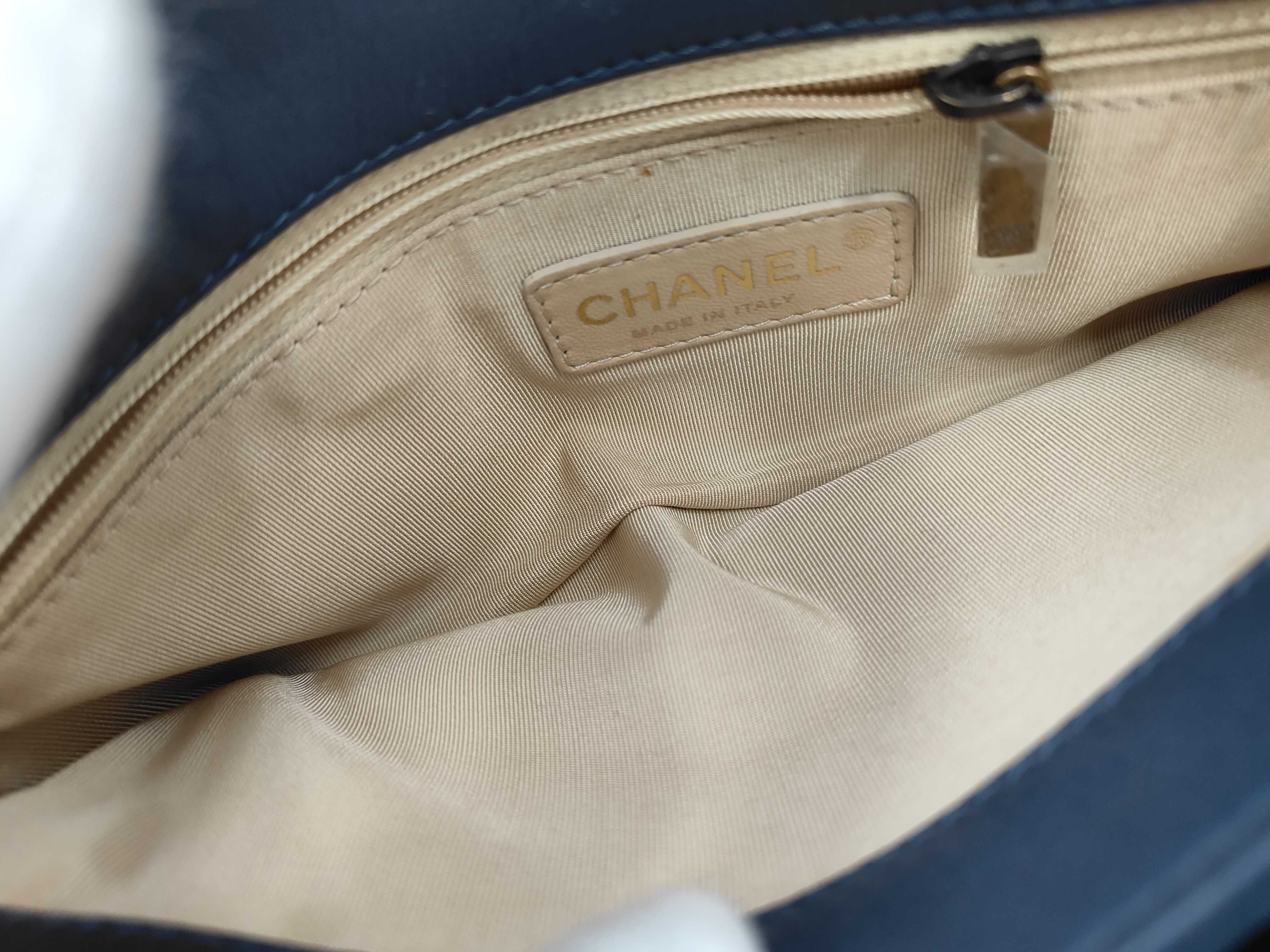 Lambskin Matelassé Chain Shoulder Bag (Blue-Gray) — view 12