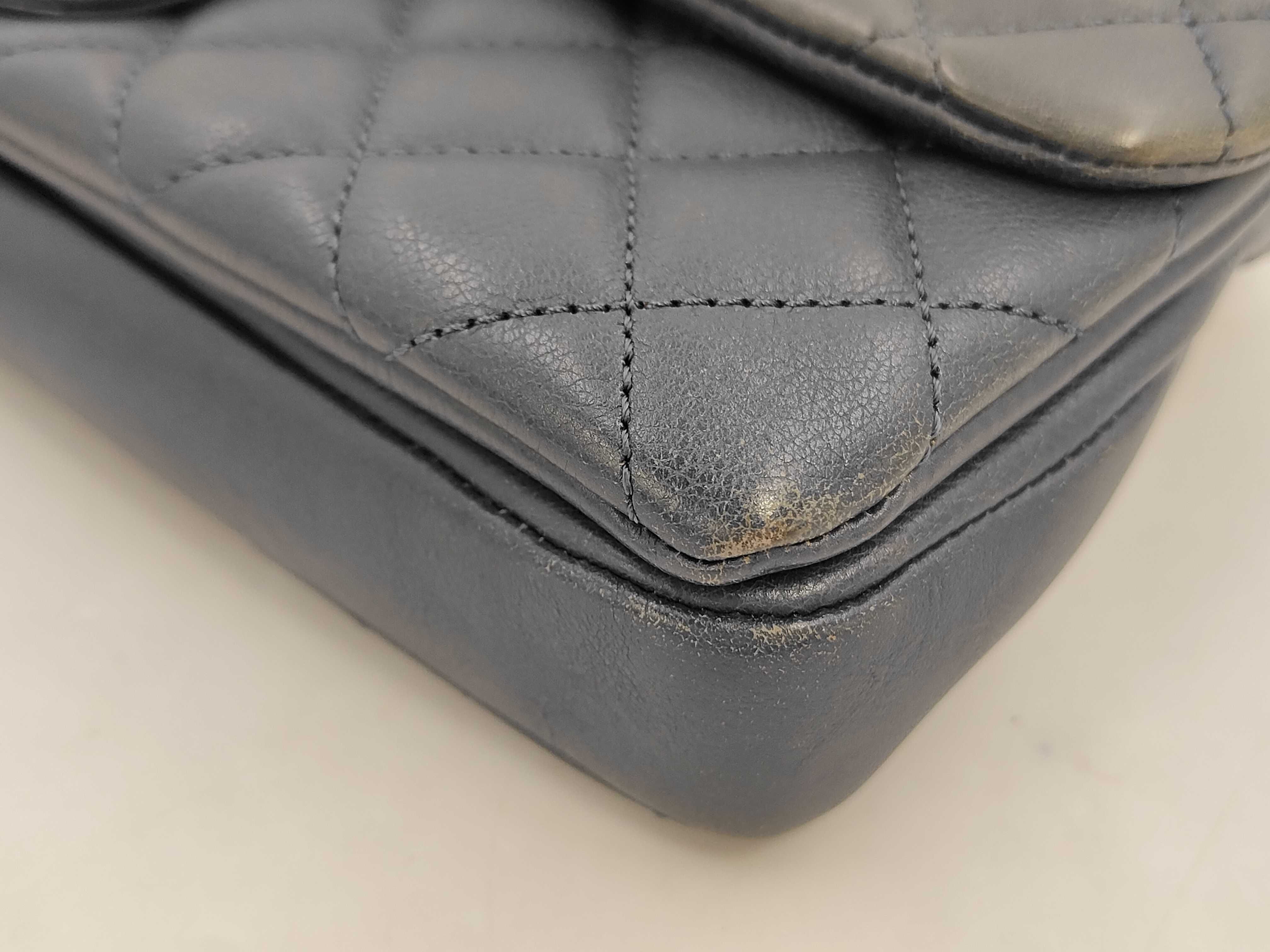 Lambskin Matelassé Chain Shoulder Bag (Blue-Gray) — view 4