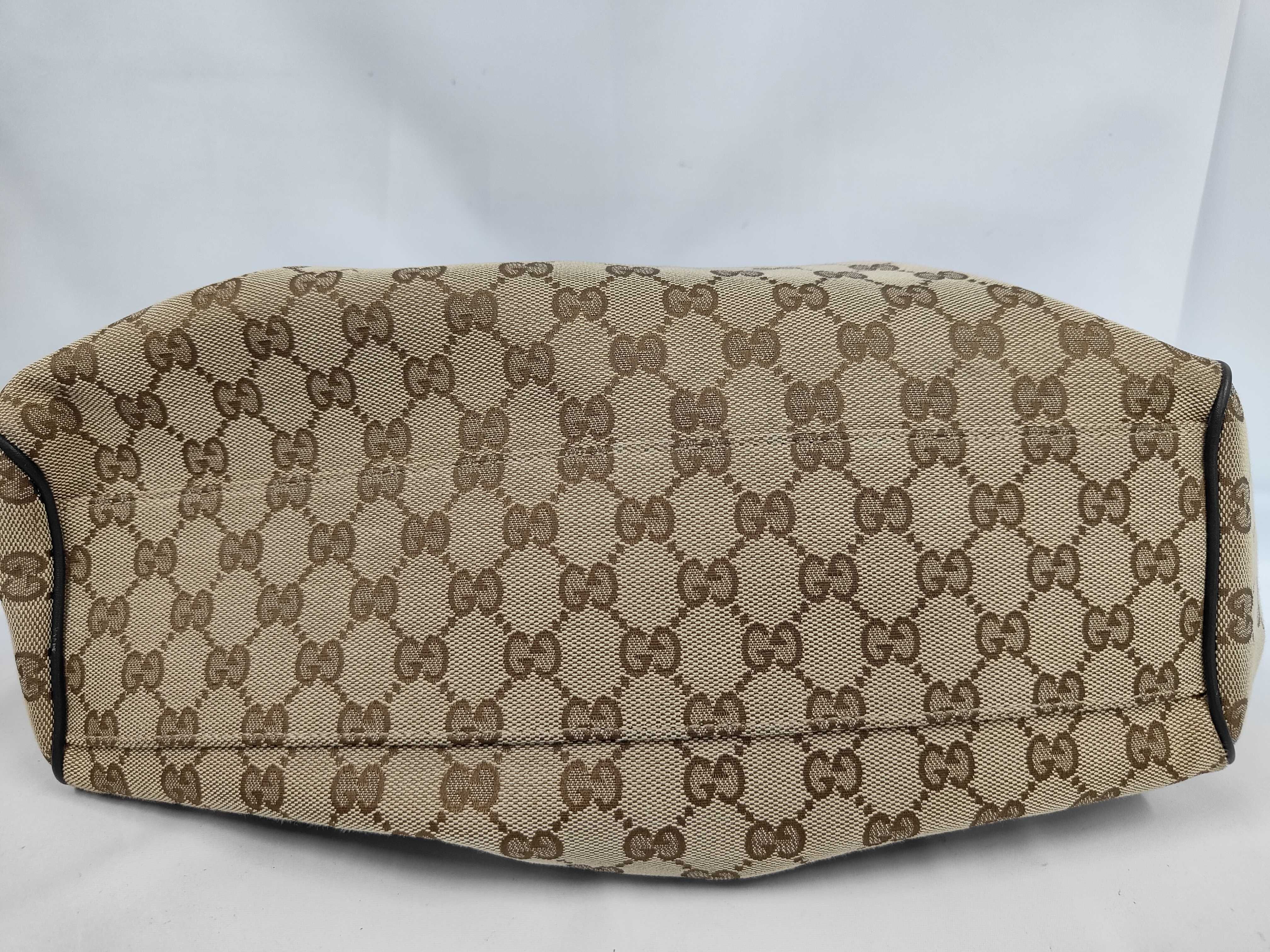 Dark Brown Canvas GG Monogram Pumpkin Shoulder Bag (Handbag) — view 4