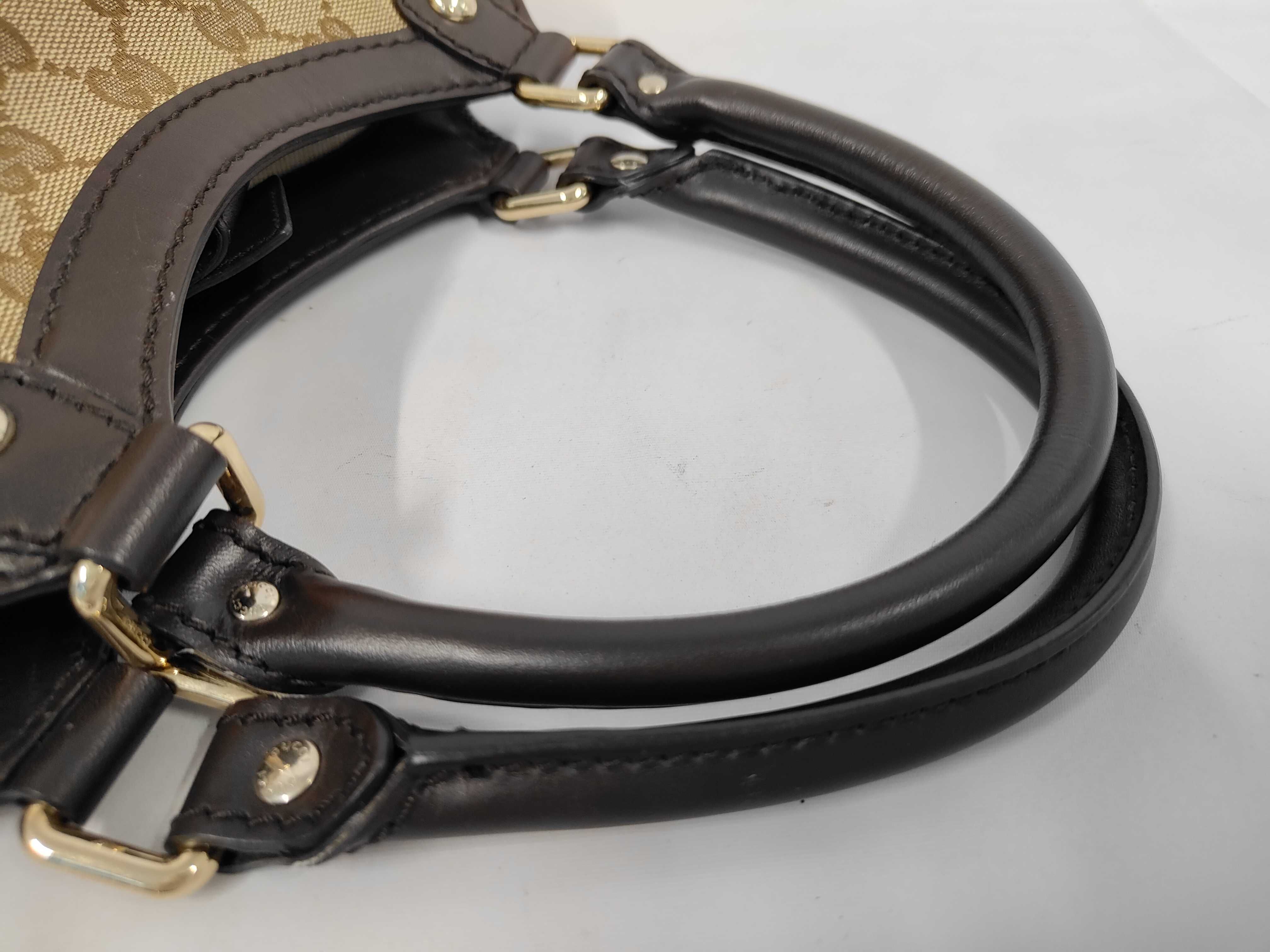 Dark Brown Canvas GG Monogram Pumpkin Shoulder Bag (Handbag) — view 5