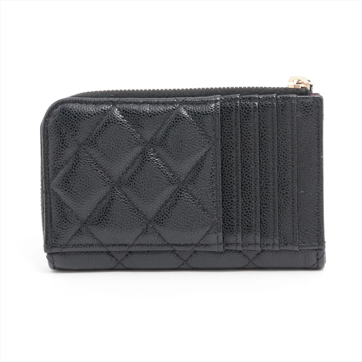Matelasse caviar skin fragment case black gold hardware NXC5AG90 — view 2