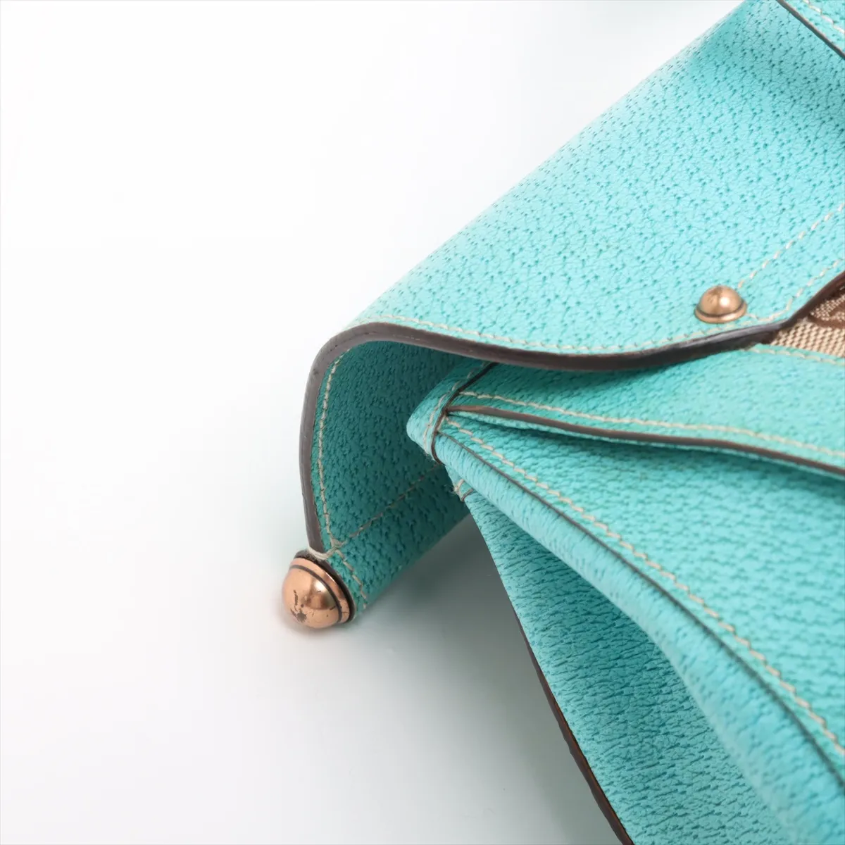 GG canvas bamboo canvas x leather handbag beige x blue 111713 — view 10