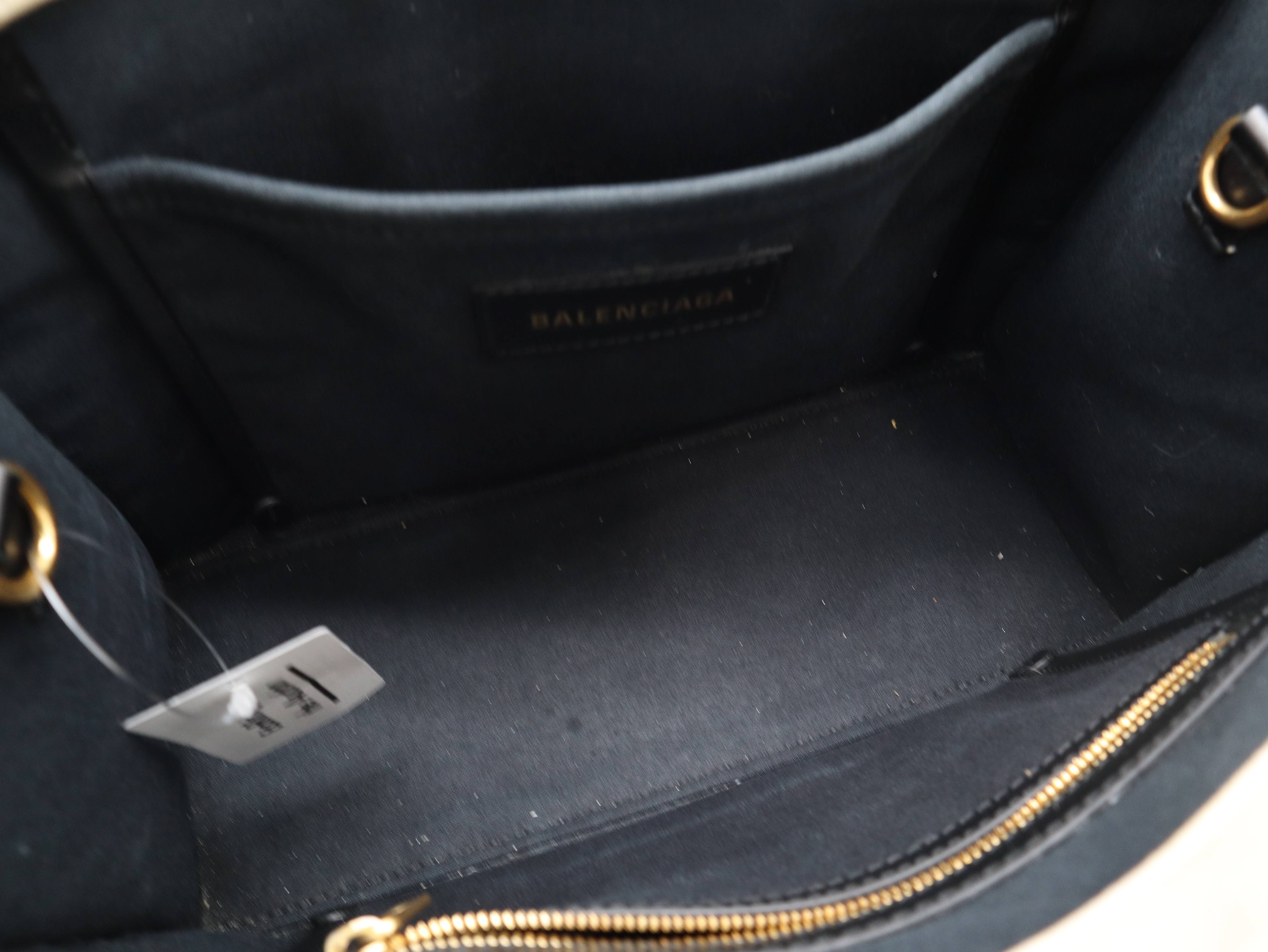671402 Hardware Canvas Leather Ivory x Black Tote Bag with Dust Bag — view 11