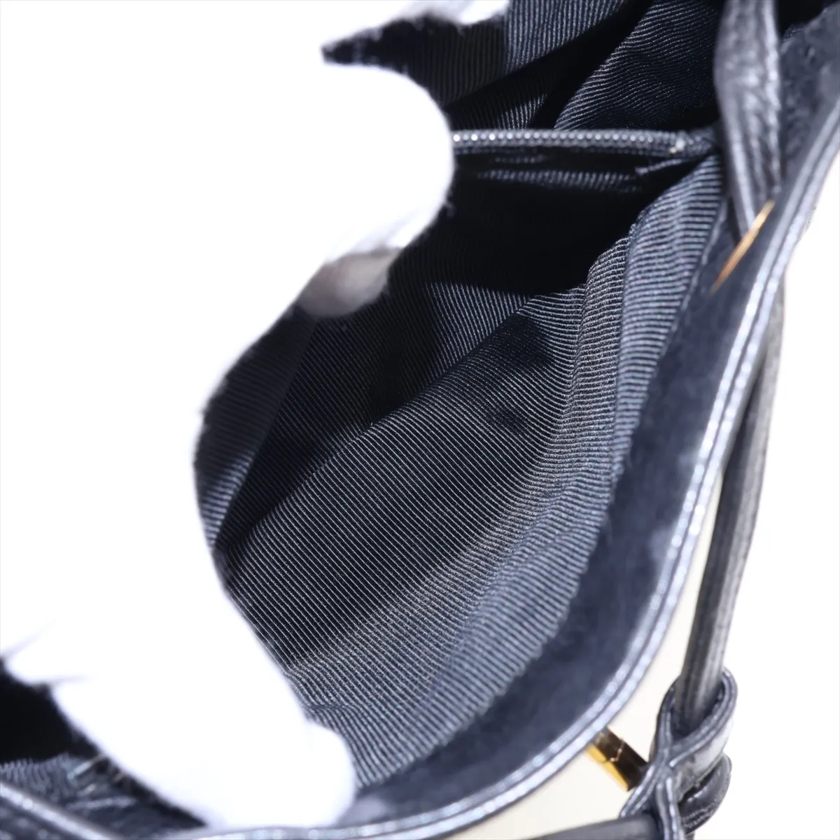 Triple Coco Caviar Skin Chain Backpack, Black with Gold Hardware — view 9