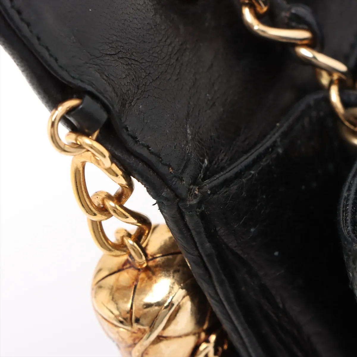 Matelasse Lambskin Double Flap Single Chain Bag Fringe Black Gold Hardware 1295551 No. 1 — view 11