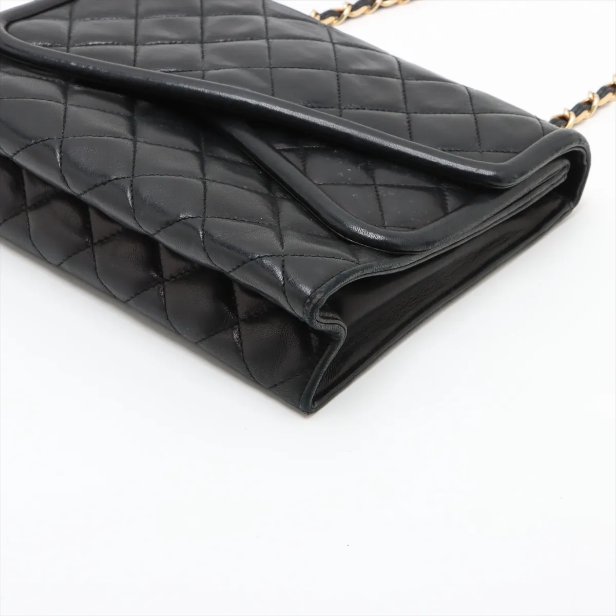 Matelasse Lambskin Double Flap Single Chain Bag Fringe Black Gold Hardware 1295551 No. 1 — view 3