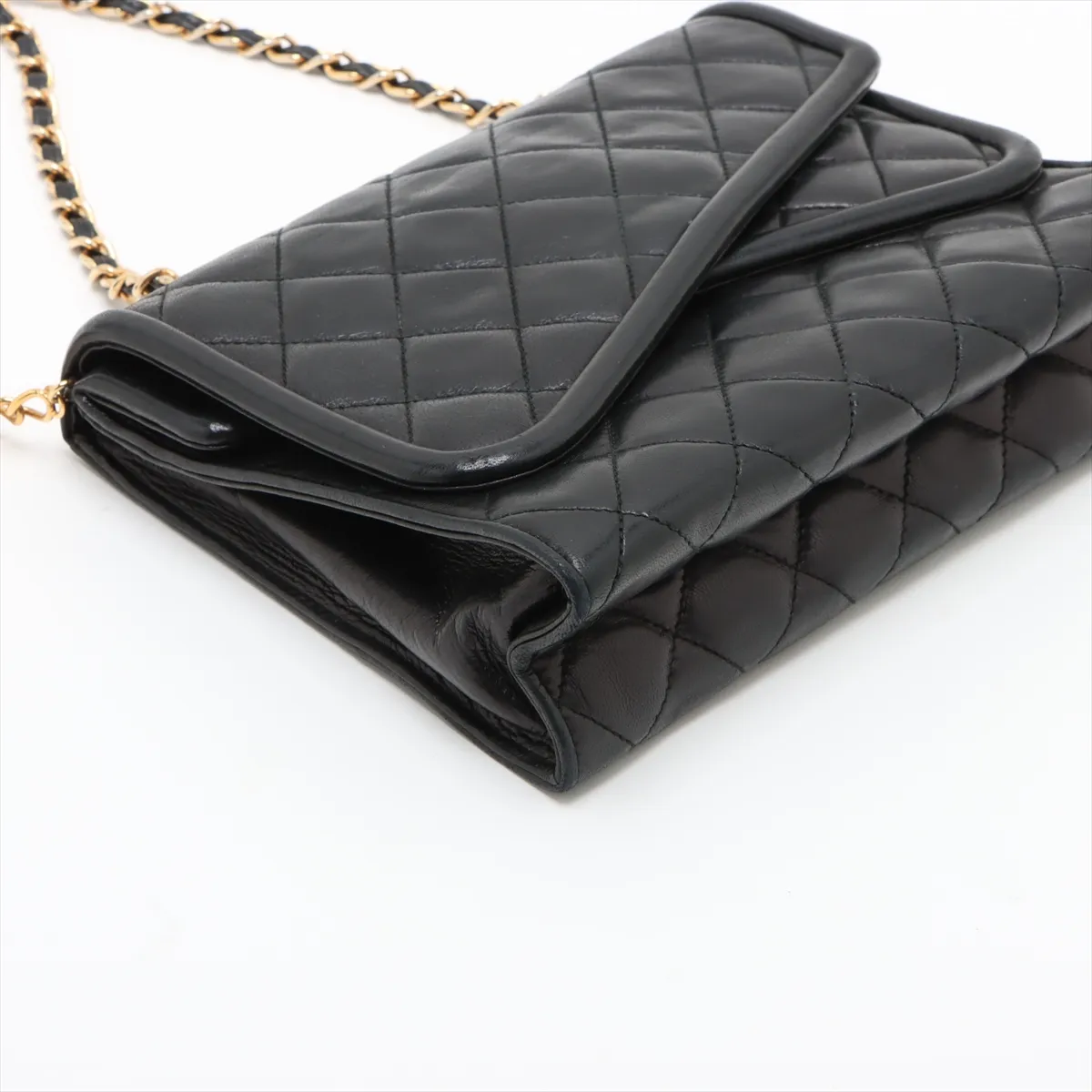 Matelasse Lambskin Double Flap Single Chain Bag Fringe Black Gold Hardware 1295551 No. 1 — view 4
