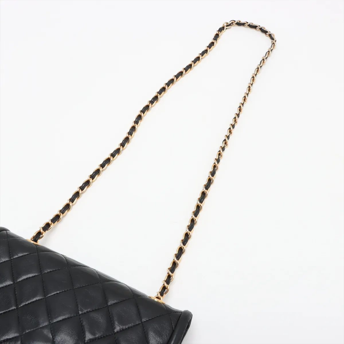 Matelasse Lambskin Double Flap Single Chain Bag Fringe Black Gold Hardware 1295551 No. 1 — view 5