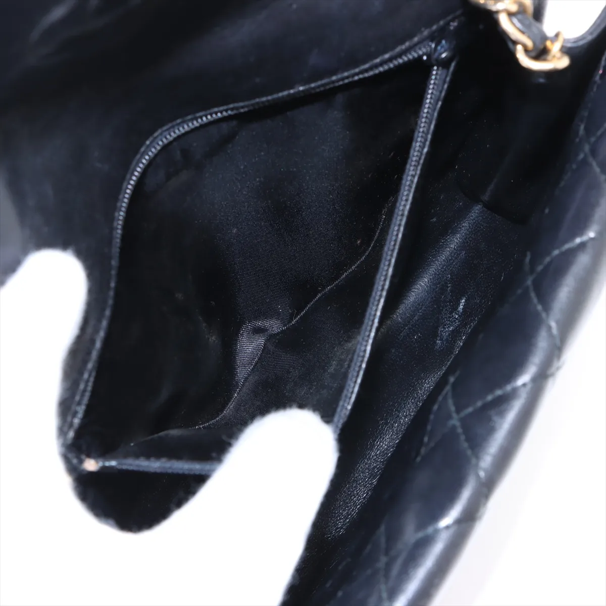 Matelasse Lambskin Double Flap Single Chain Bag Fringe Black Gold Hardware 1295551 No. 1 — view 7