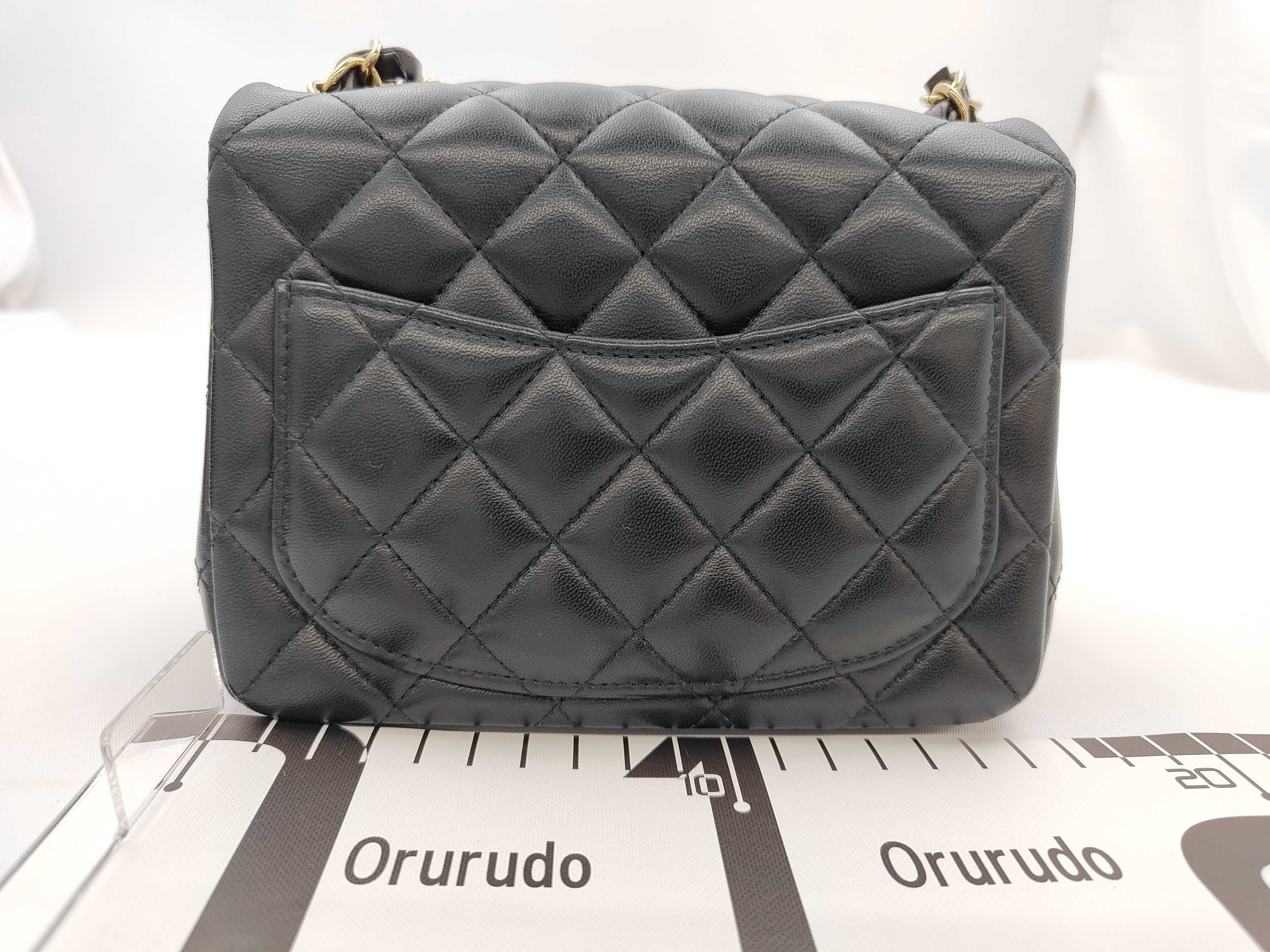 Lambskin Mini Matelassé Chain Shoulder Bag, Black, with IC Plate — view 2