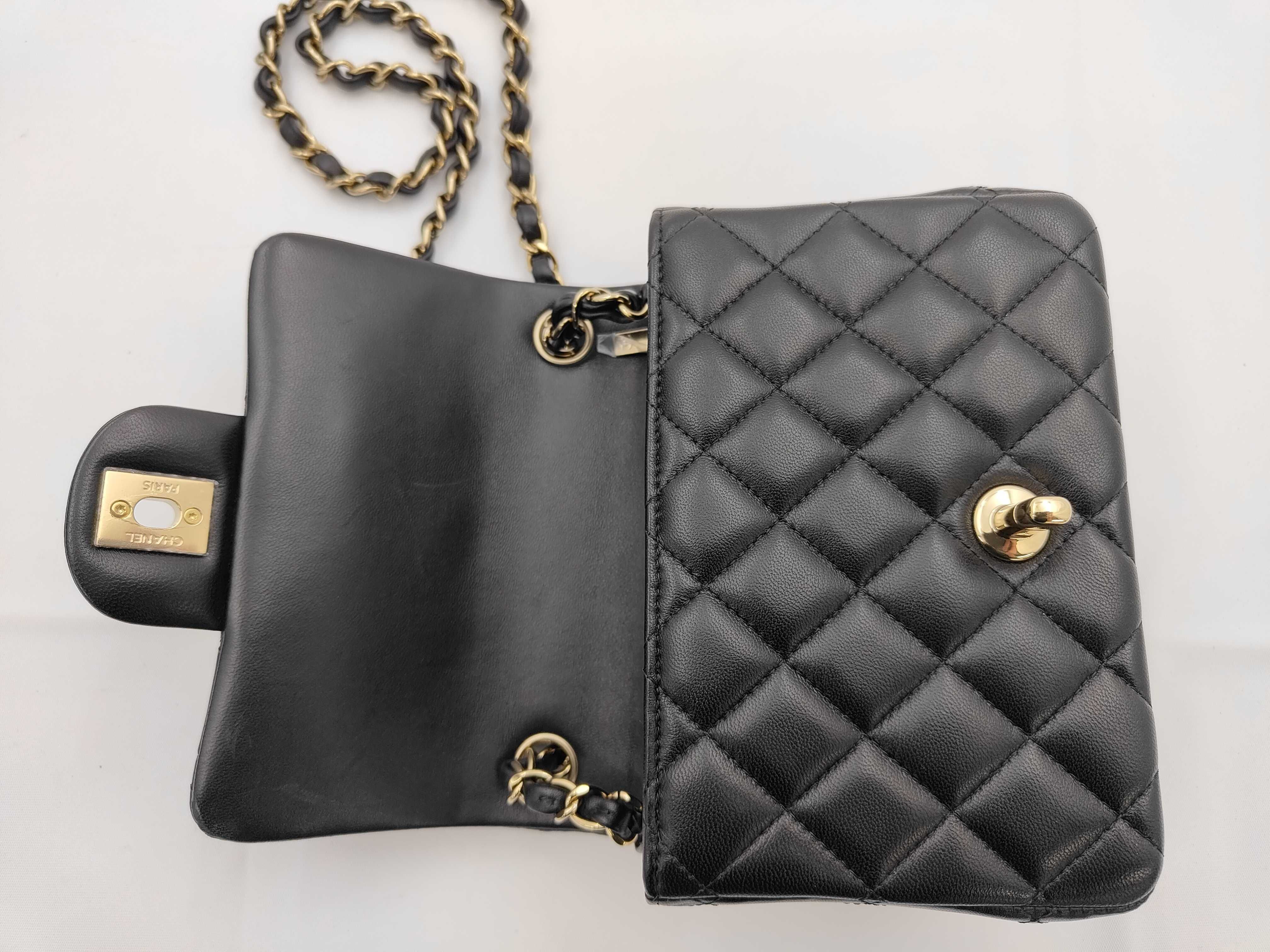 Lambskin Mini Matelassé Chain Shoulder Bag, Black, with IC Plate — view 14