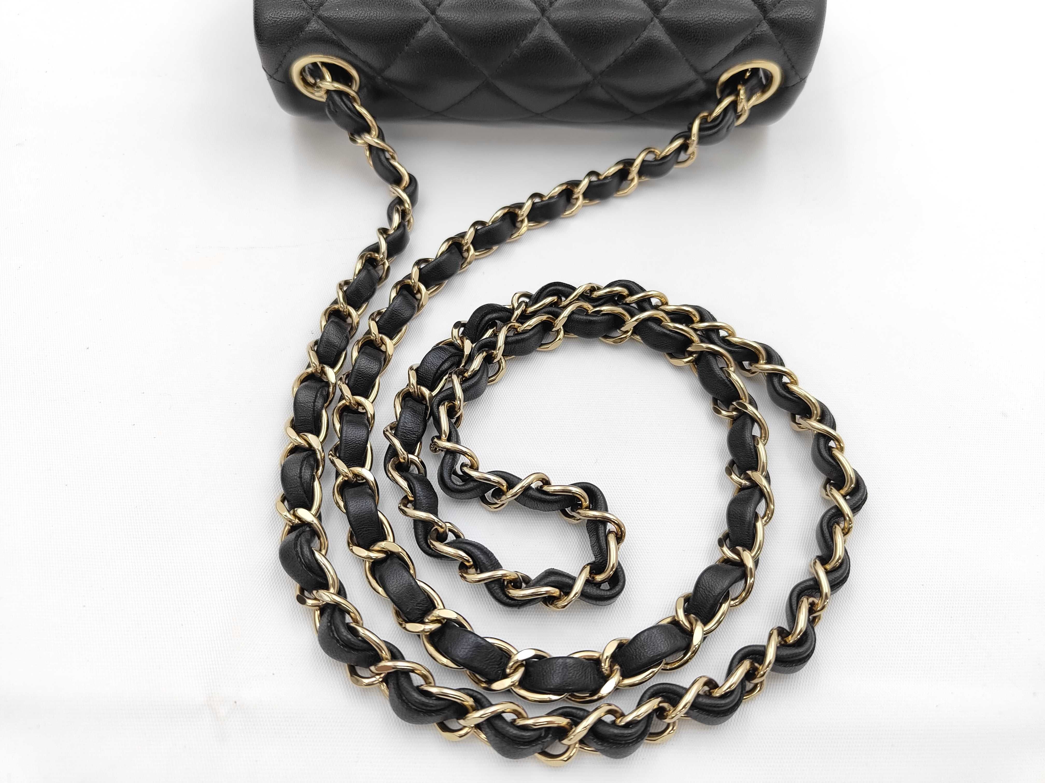 Lambskin Mini Matelassé Chain Shoulder Bag, Black, with IC Plate — view 3