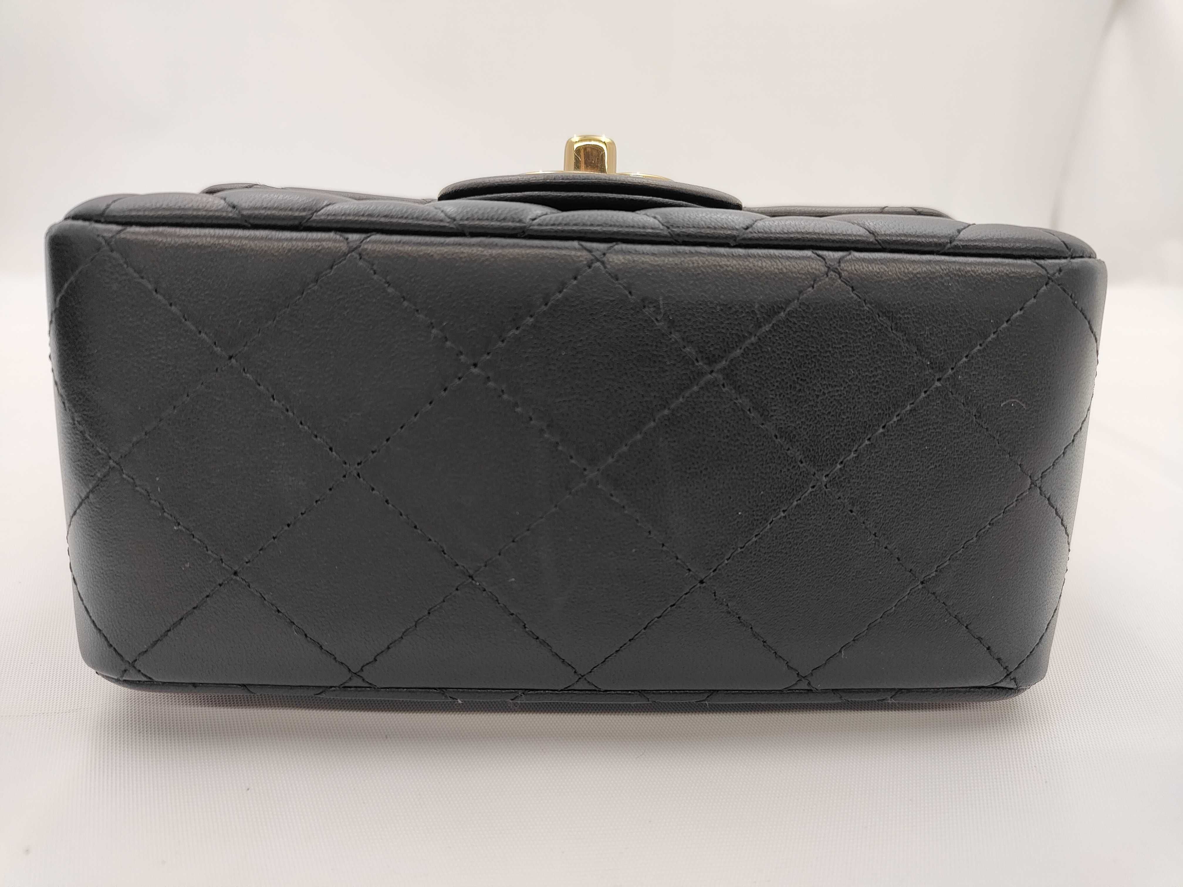 Lambskin Mini Matelassé Chain Shoulder Bag, Black, with IC Plate — view 5