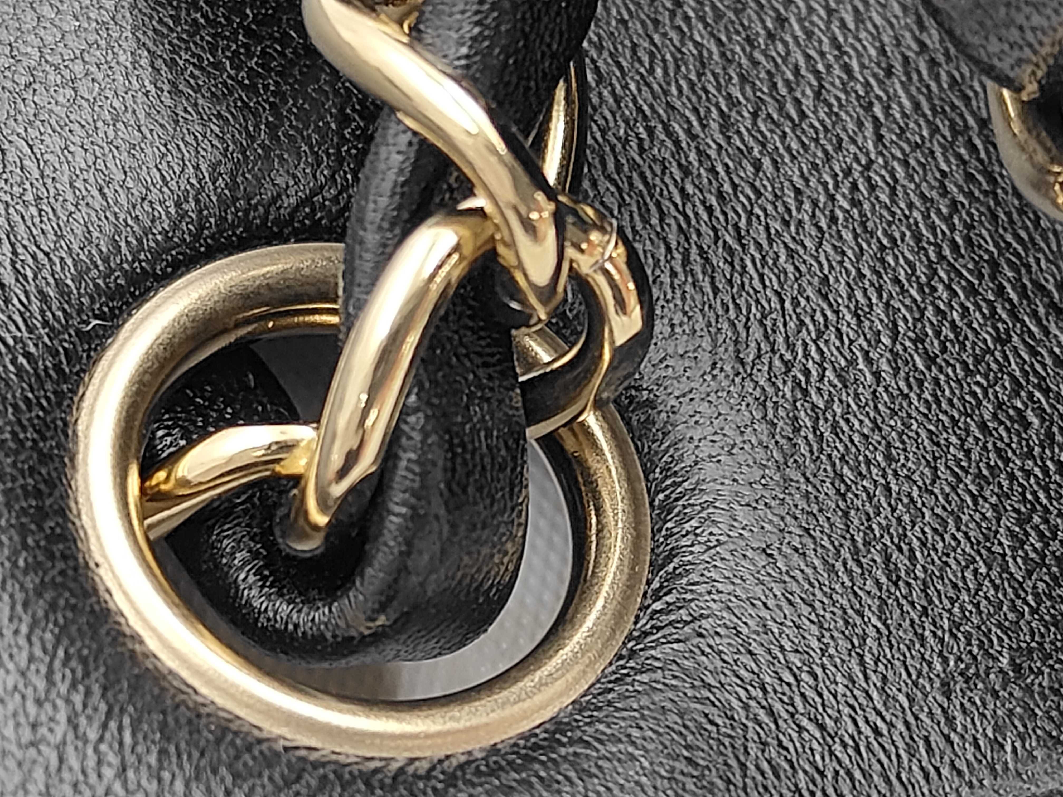 Lambskin Mini Matelassé Chain Shoulder Bag, Black, with IC Plate — view 7