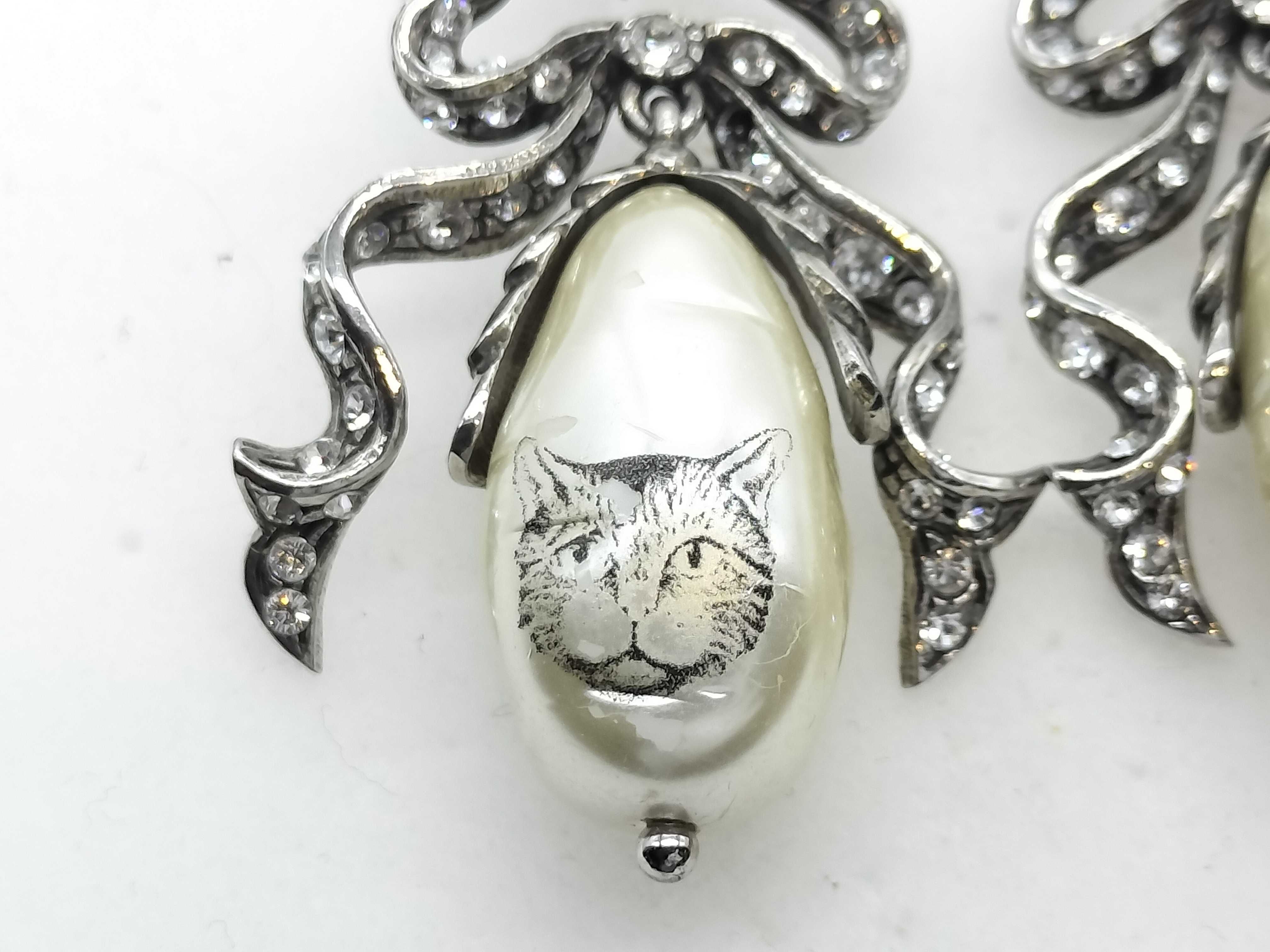 Pearl Cat Earrings — view 2