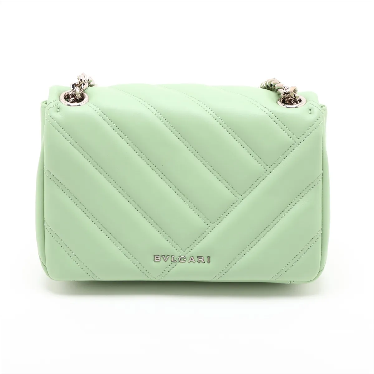 Serpenti Cabochon Leather Chain Shoulder Bag, Green — view 2