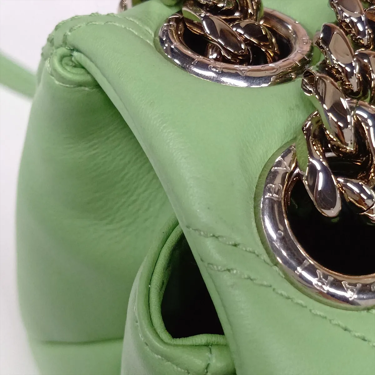 Serpenti Cabochon Leather Chain Shoulder Bag, Green — view 13