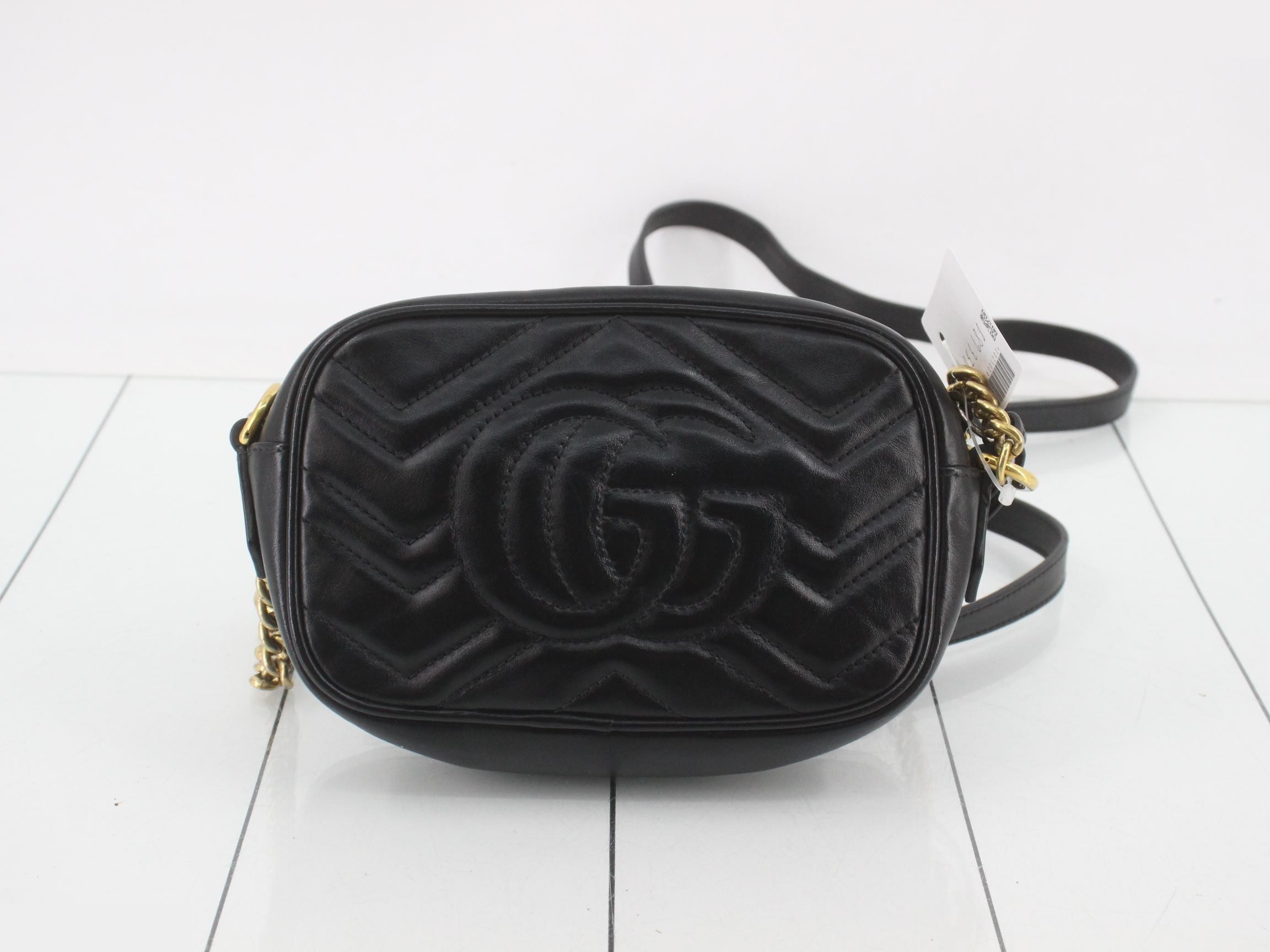 Marmont Leather Black Chain Shoulder Bag — view 2