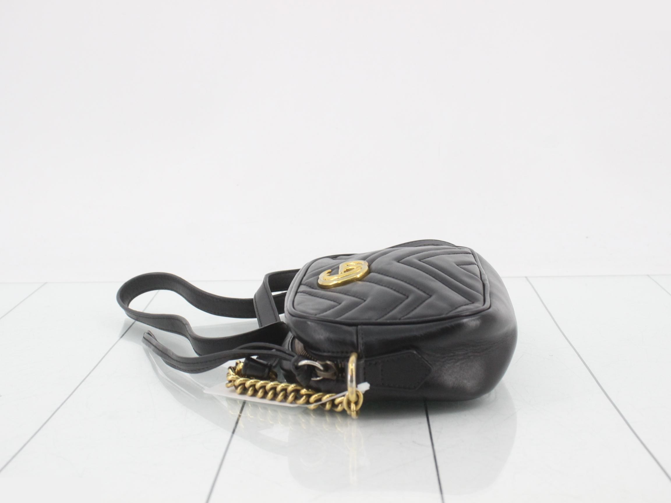 Marmont Leather Black Chain Shoulder Bag — view 4