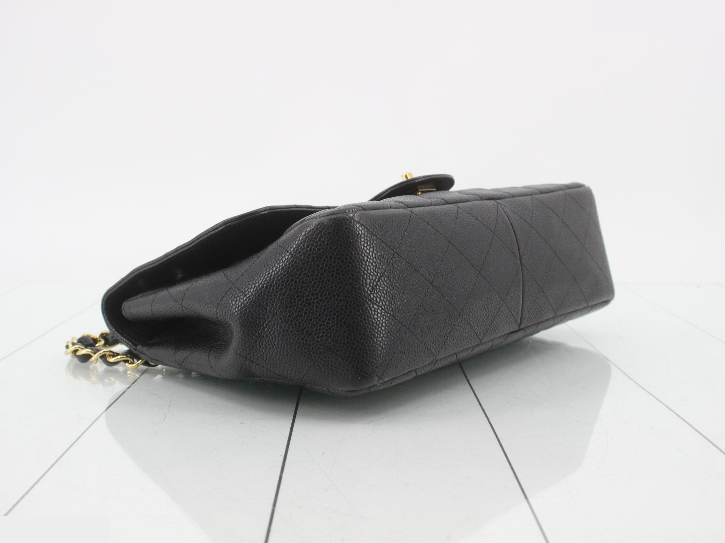 Matelassé Chain Shoulder Bag, Caviar Leather, Black & Gold — view 5