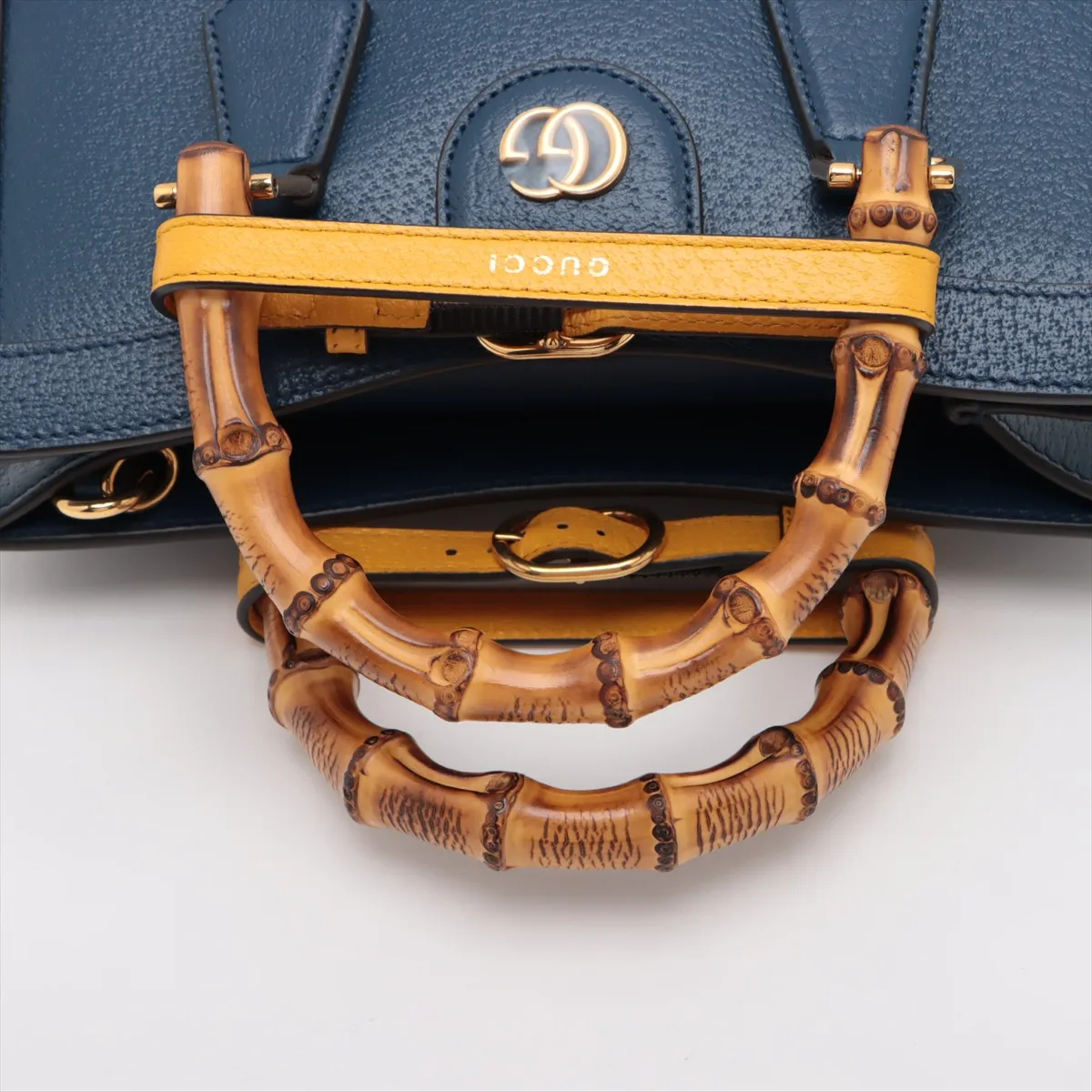 Bamboo Diana Leather 2WAY Handbag Blue 702721 — view 5