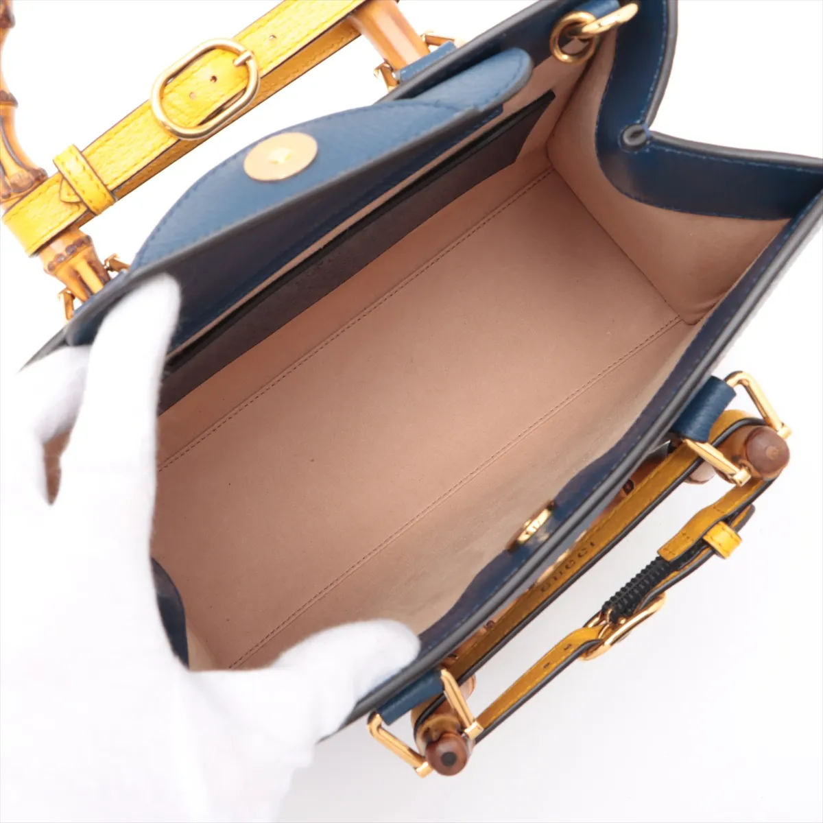 Bamboo Diana Leather 2WAY Handbag Blue 702721 — view 8