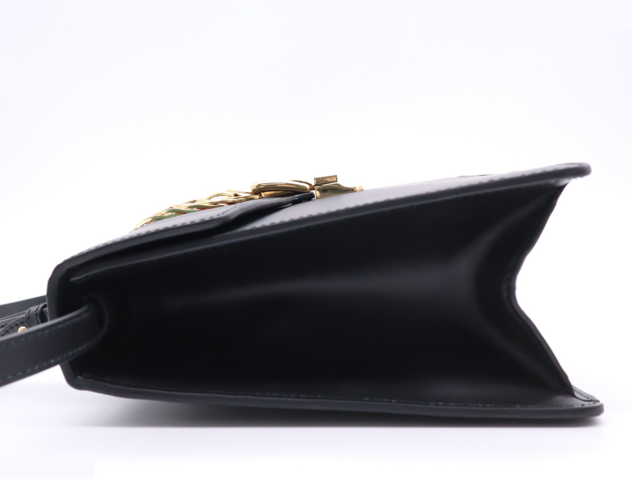 Leather Sylvie Sherry Line Shoulder Bag, Black — view 3