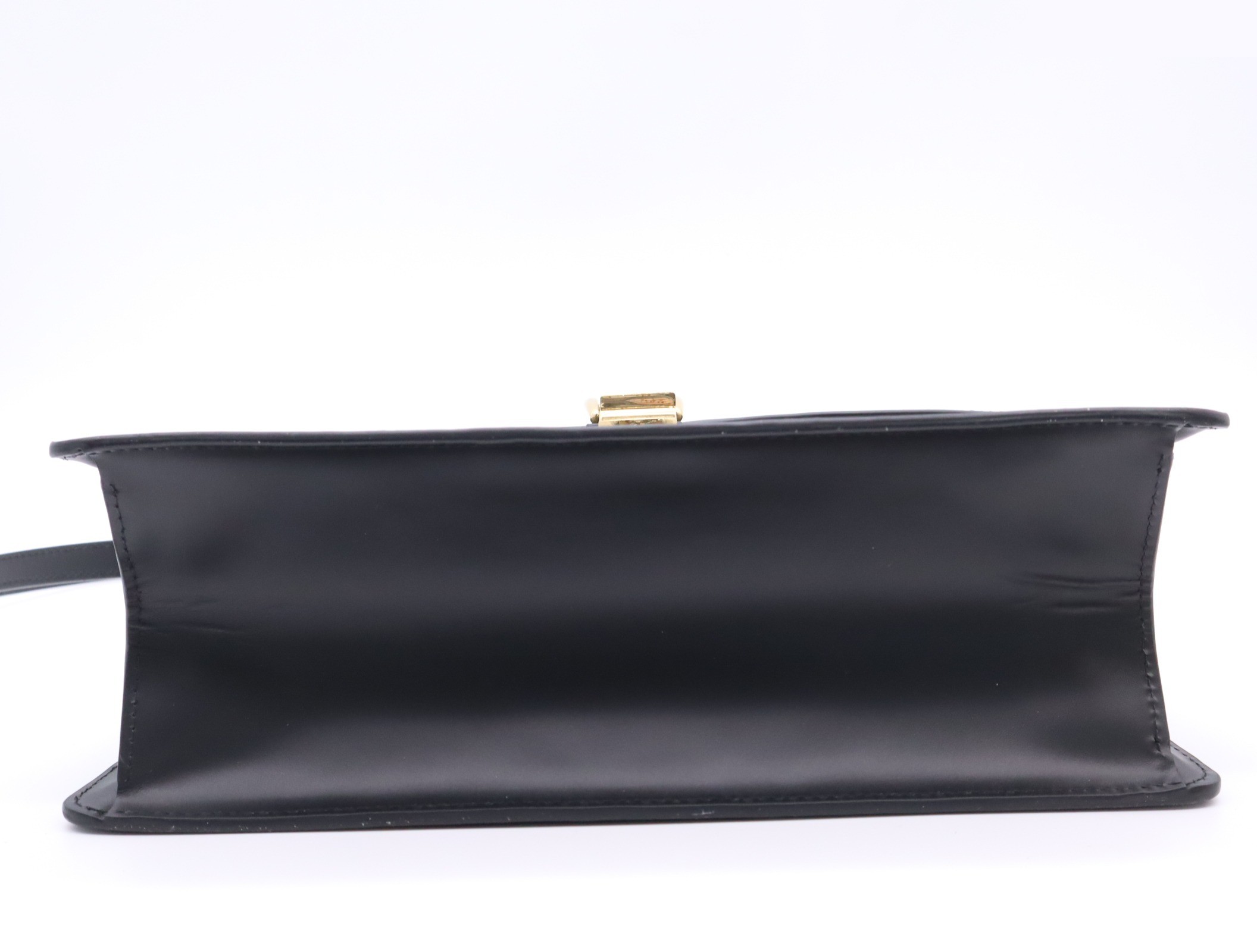 Leather Sylvie Sherry Line Shoulder Bag, Black — view 4