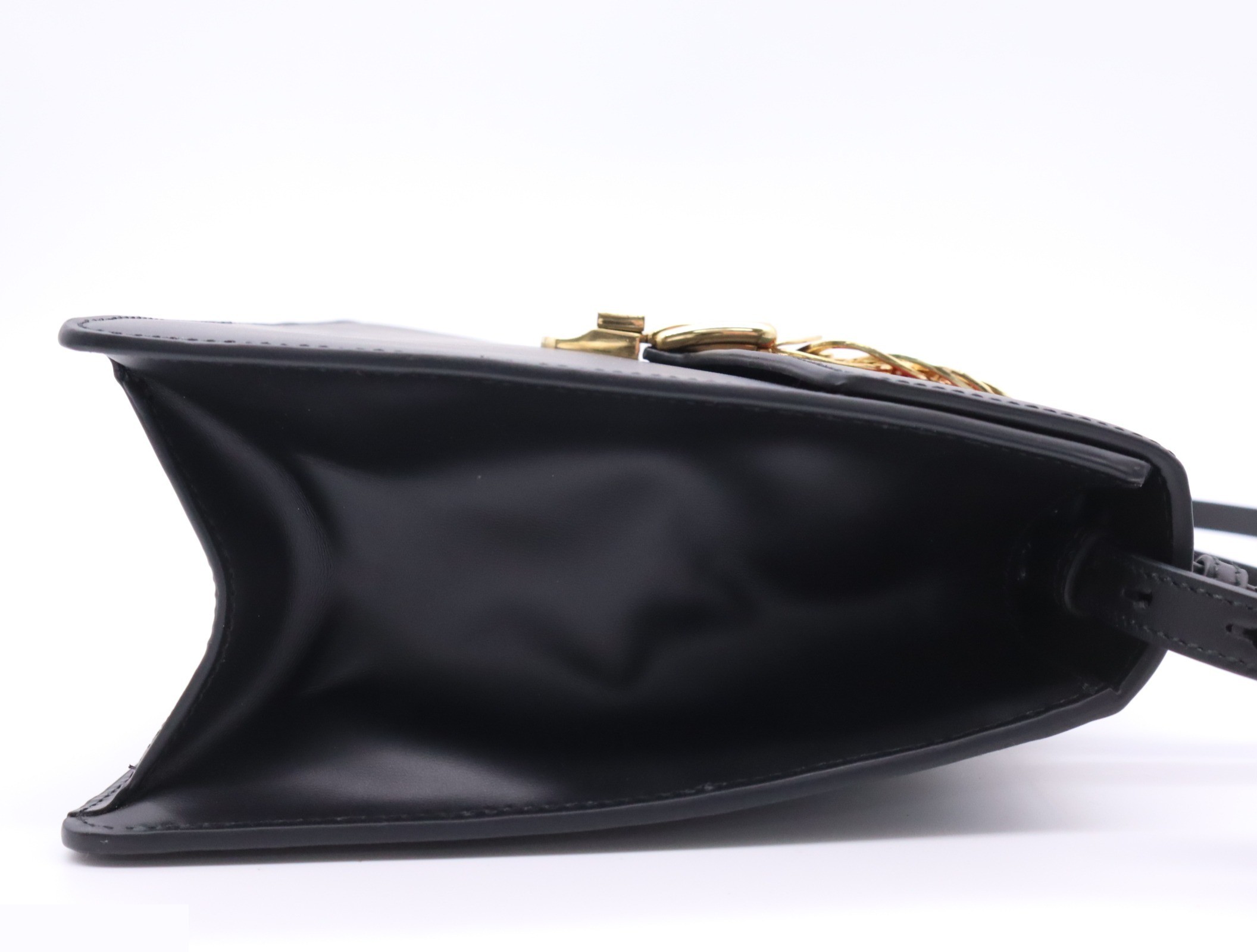 Leather Sylvie Sherry Line Shoulder Bag, Black — view 5