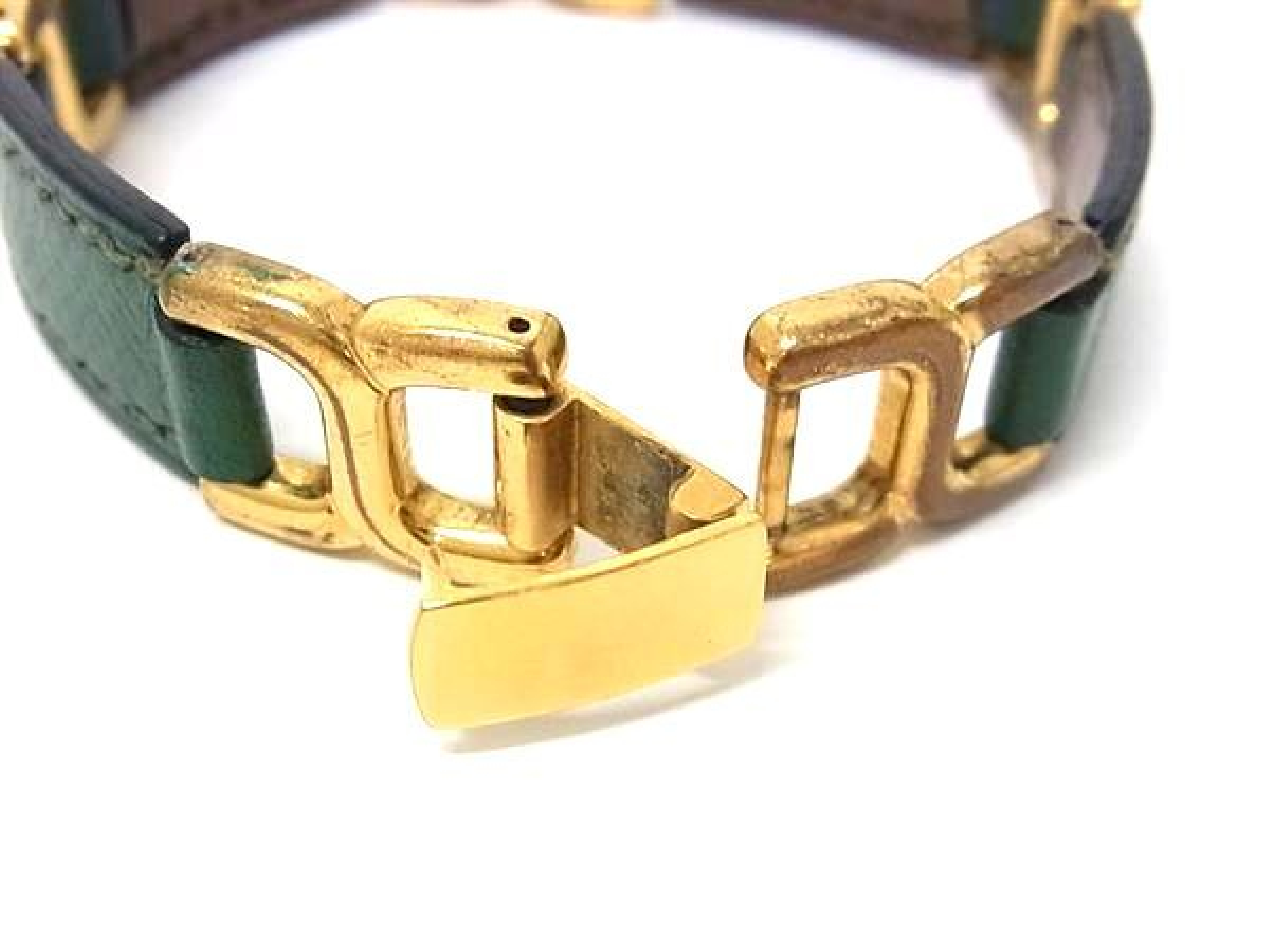 Leather Bracelet/Bangle with Gold Hardware, Green Tone, Women's, FY3904 — view 3