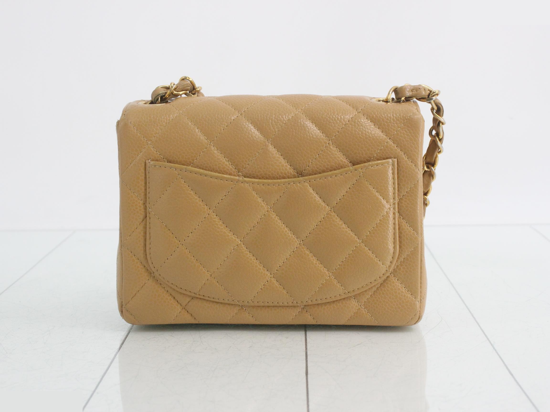 Mini Matelassé 17 Caviar Skin Chain Shoulder Bag, Beige — view 2