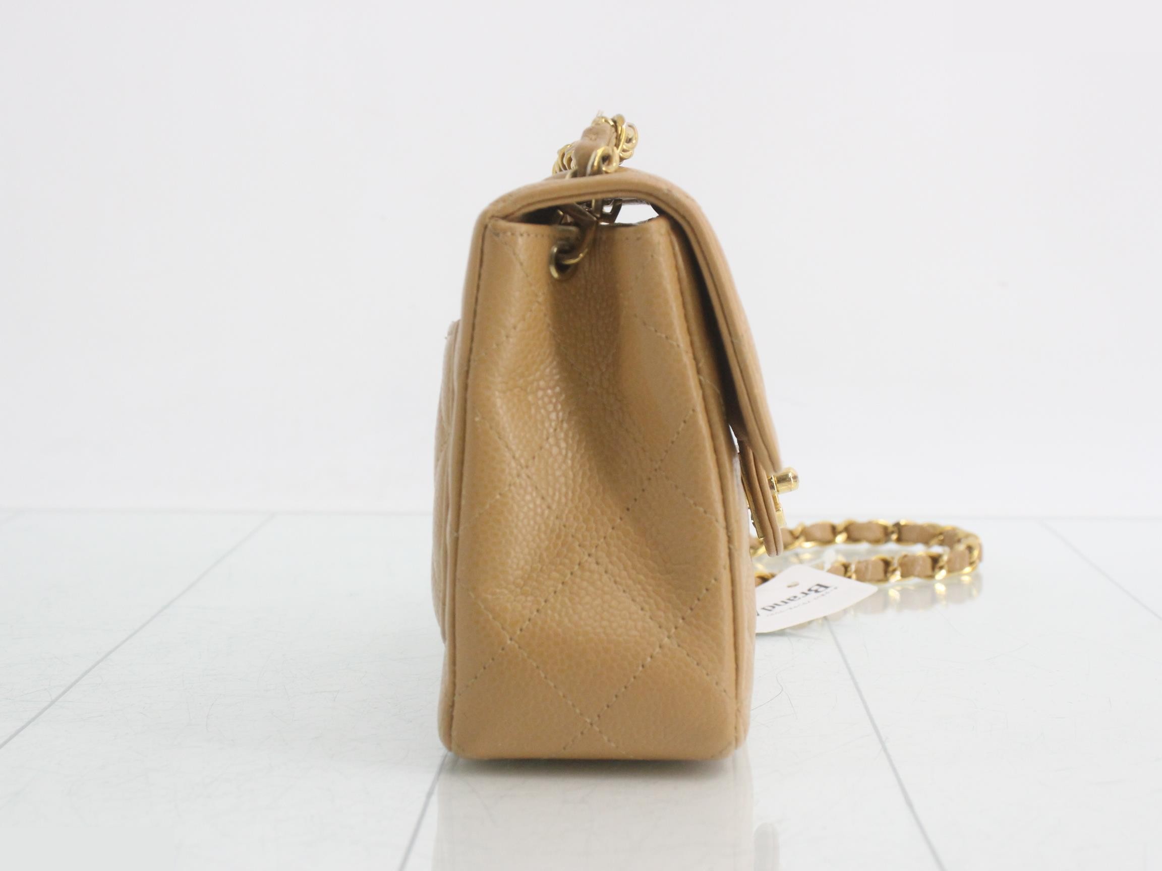 Mini Matelassé 17 Caviar Skin Chain Shoulder Bag, Beige — view 4