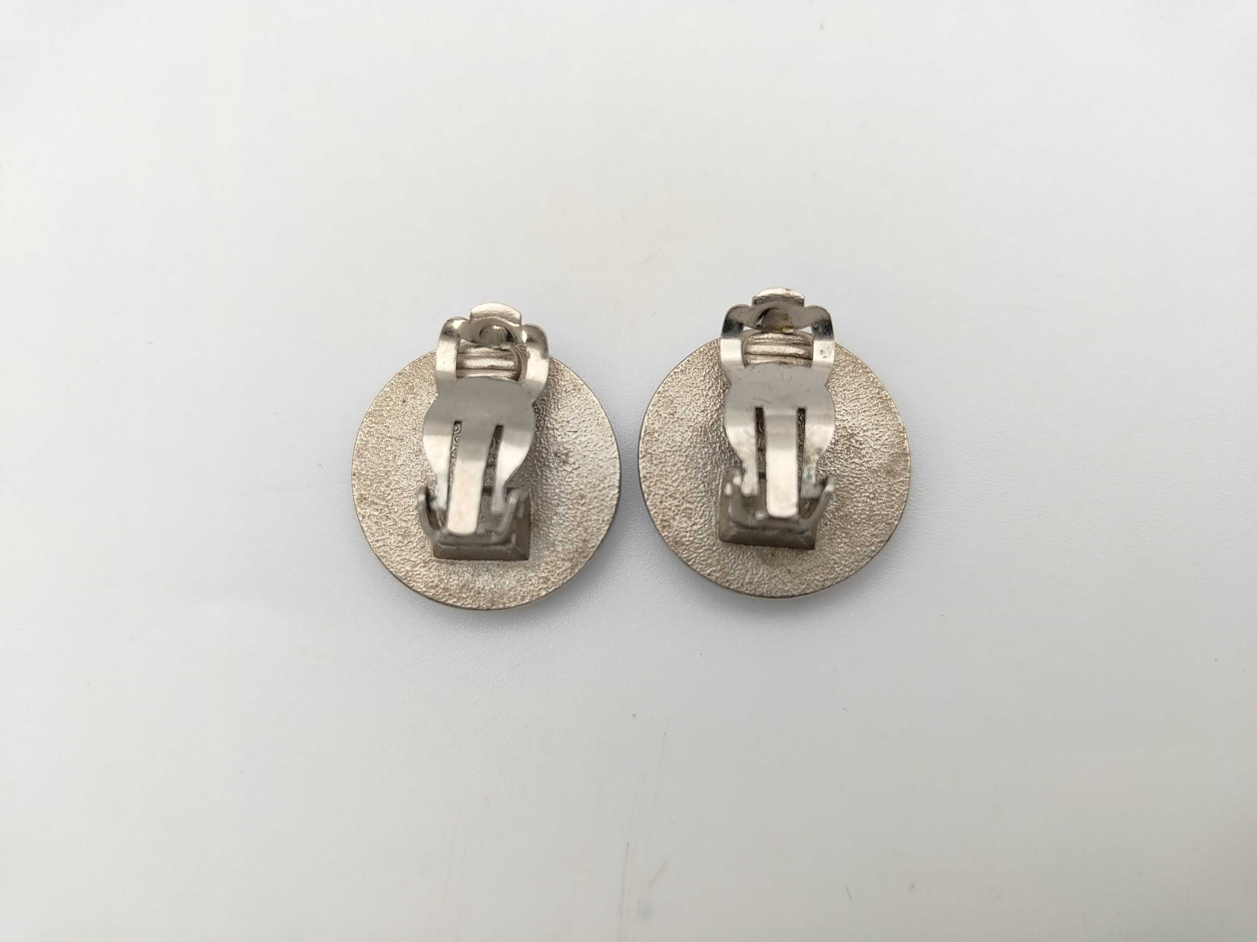 Silver Metal Coco Mark Round Earrings (98P) with Box — view 2