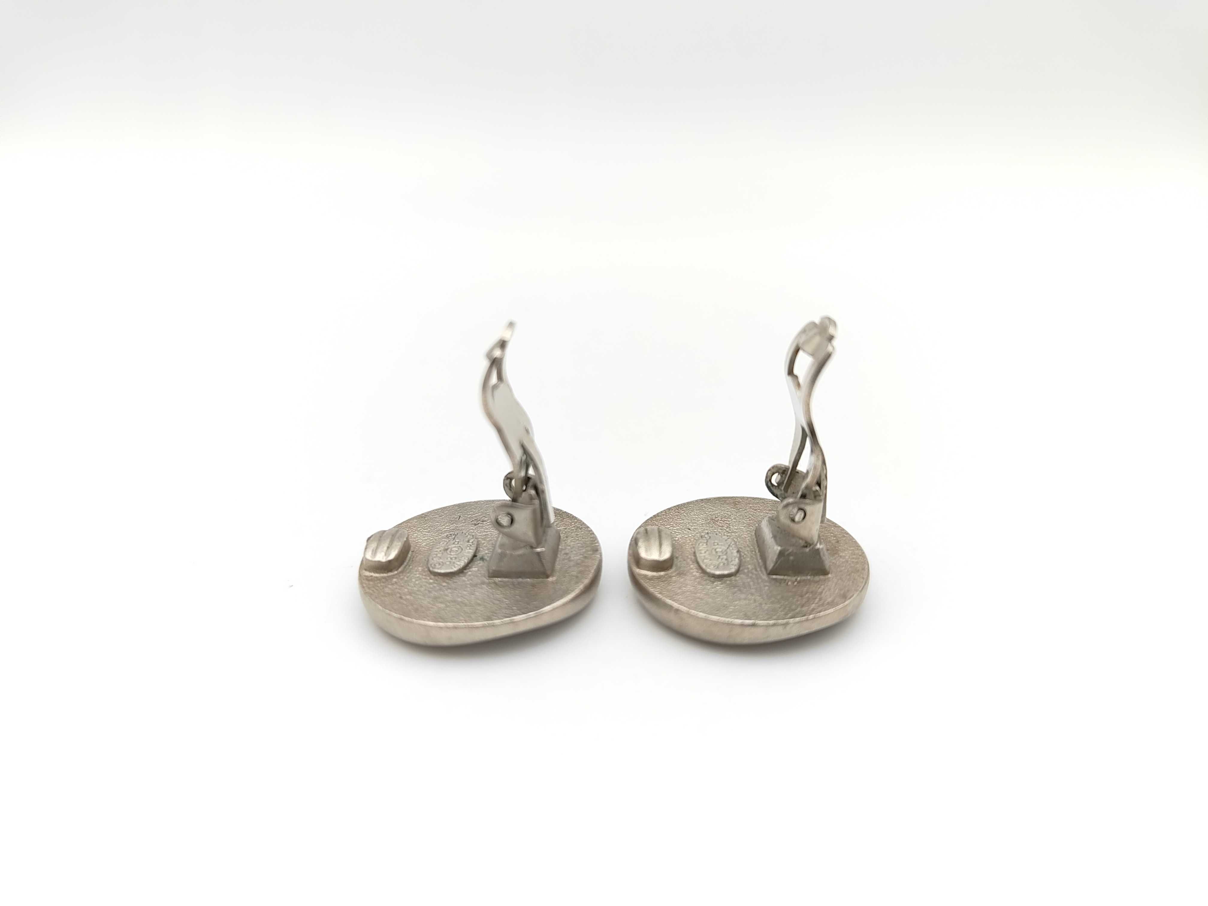 Silver Metal Coco Mark Round Earrings (98P) with Box — view 4