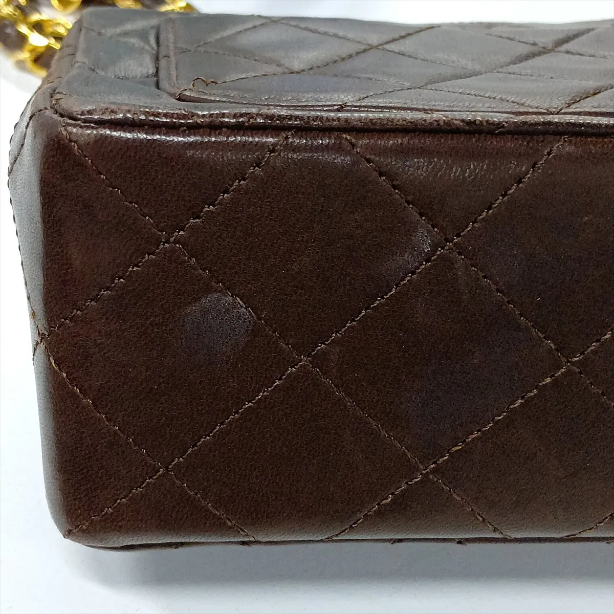 Mini Matelassé 17 Lambskin Single Flap Single Chain Bag, Brown with Gold Hardware, 1184178, Series 1, A01115 — view 15