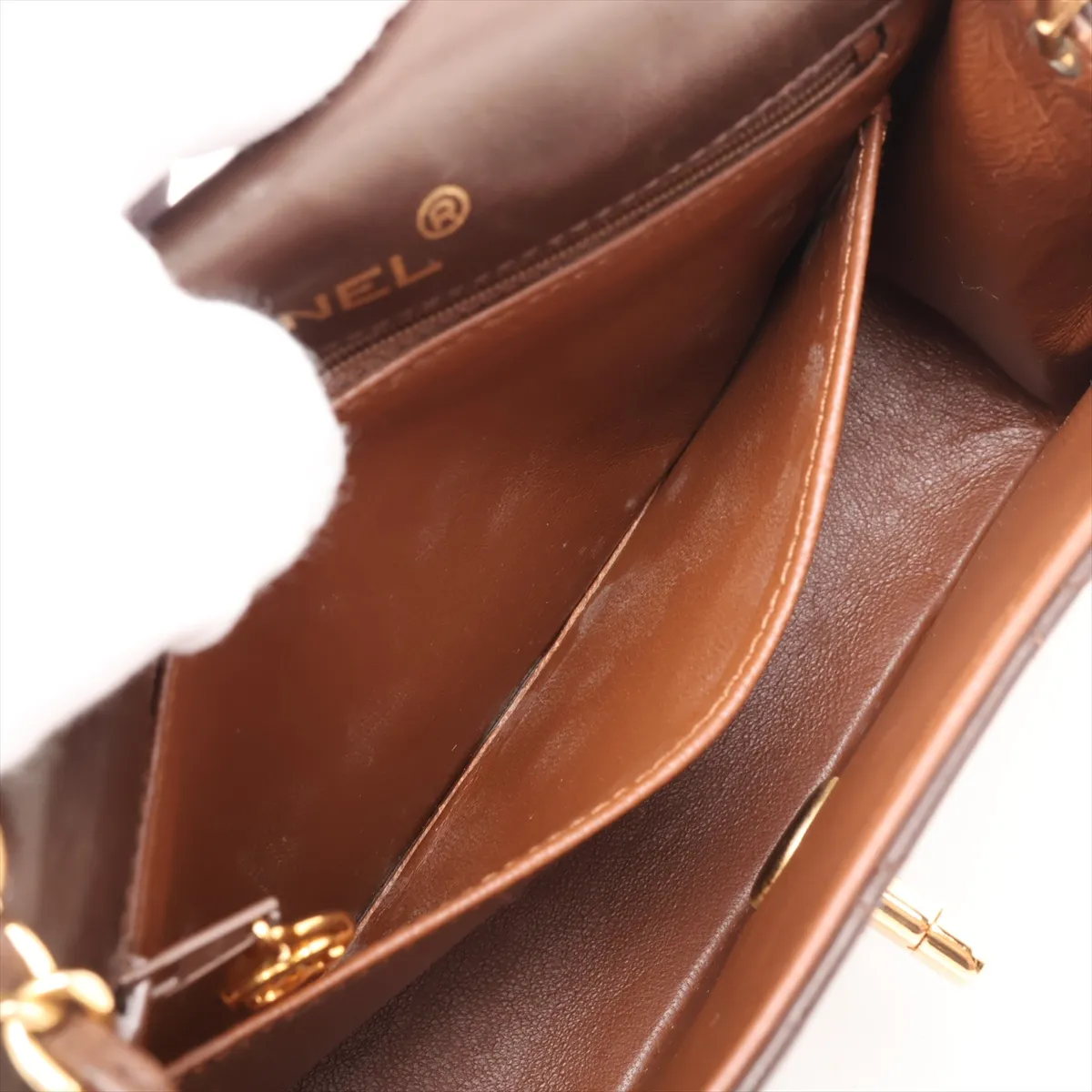 Mini Matelassé 17 Lambskin Single Flap Single Chain Bag, Brown with Gold Hardware, 1184178, Series 1, A01115 — view 8