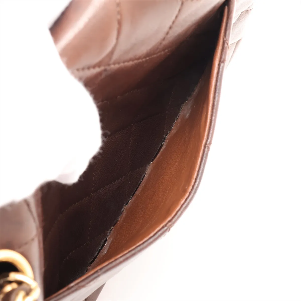 Mini Matelassé 17 Lambskin Single Flap Single Chain Bag, Brown with Gold Hardware, 1184178, Series 1, A01115 — view 9