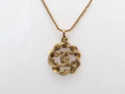 Coco Mark Necklace, GP (Gold Plated), 7.4g, with Box.