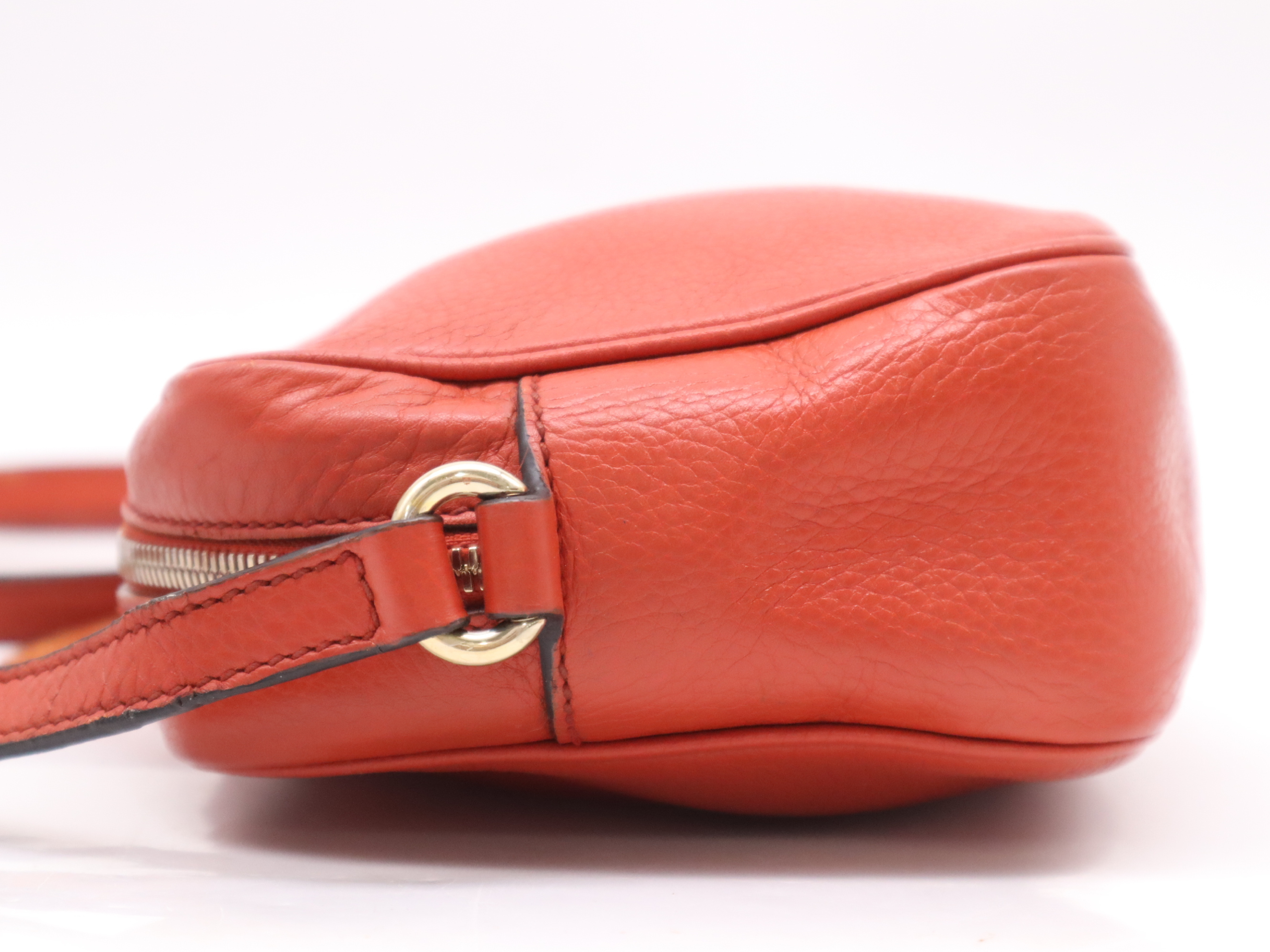 308364 Leather Soho Disco Bag Shoulder Bag Orange Gold Hardware — view 3