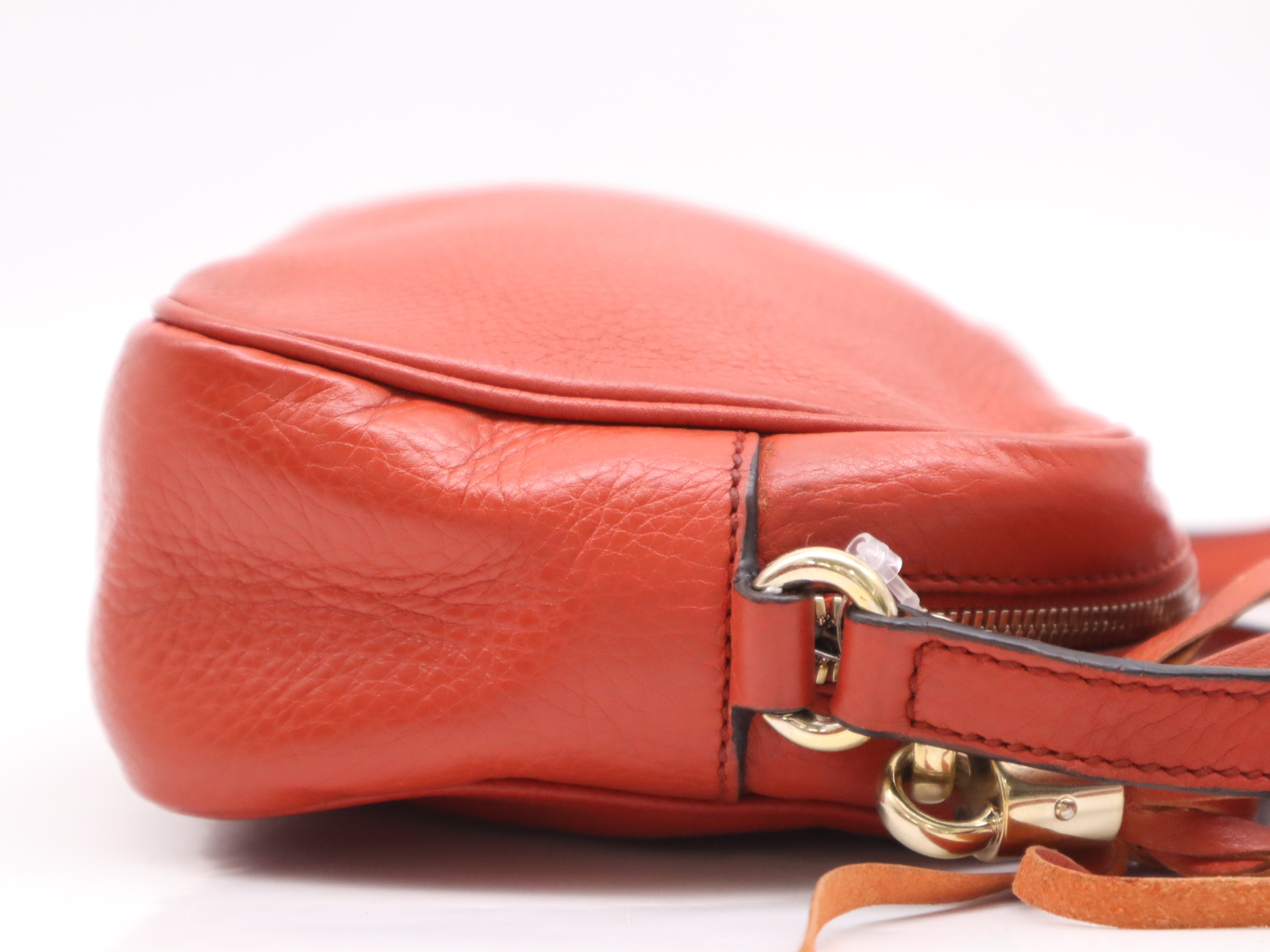 308364 Leather Soho Disco Bag Shoulder Bag Orange Gold Hardware — view 5