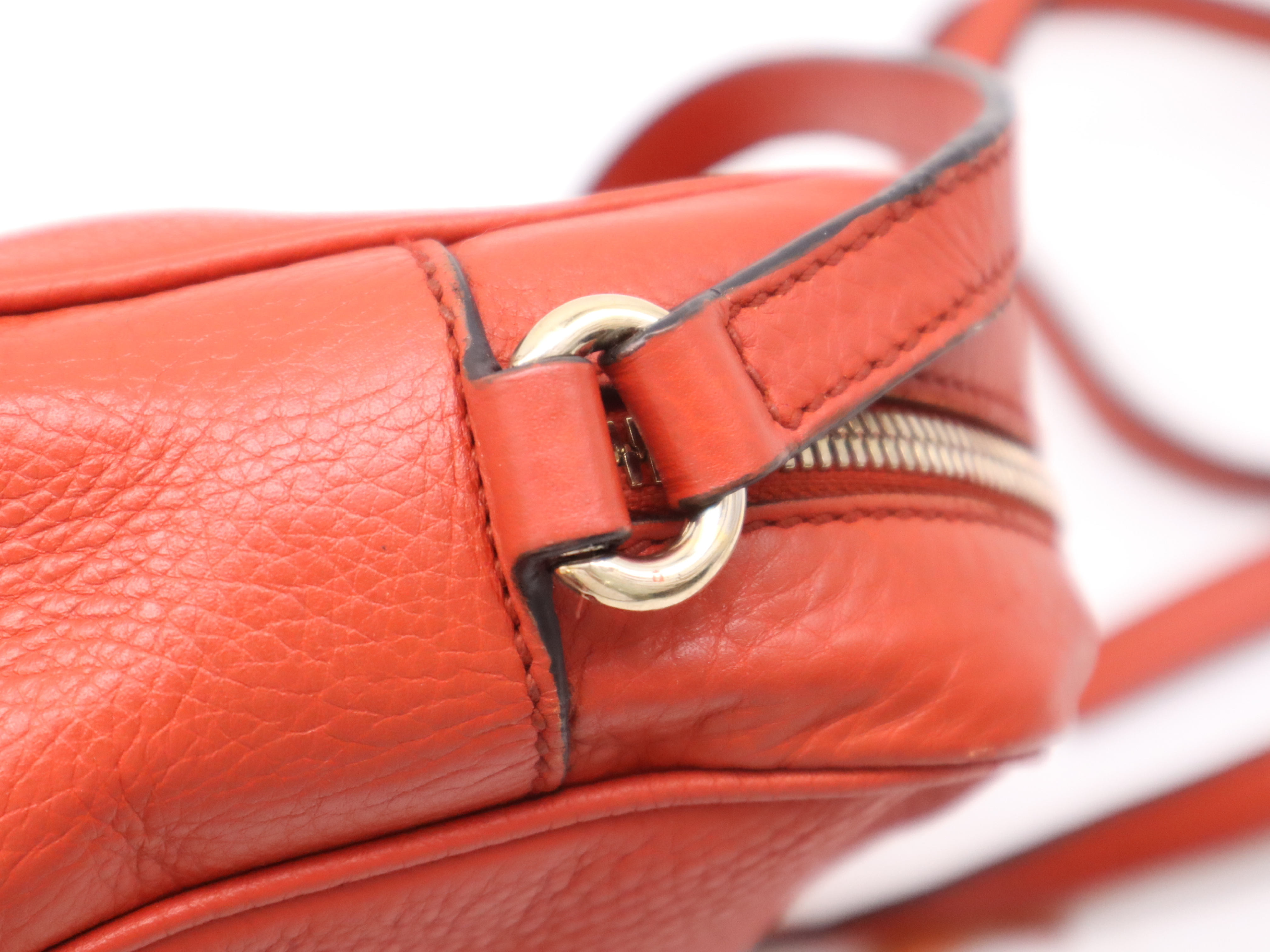 308364 Leather Soho Disco Bag Shoulder Bag Orange Gold Hardware — view 8