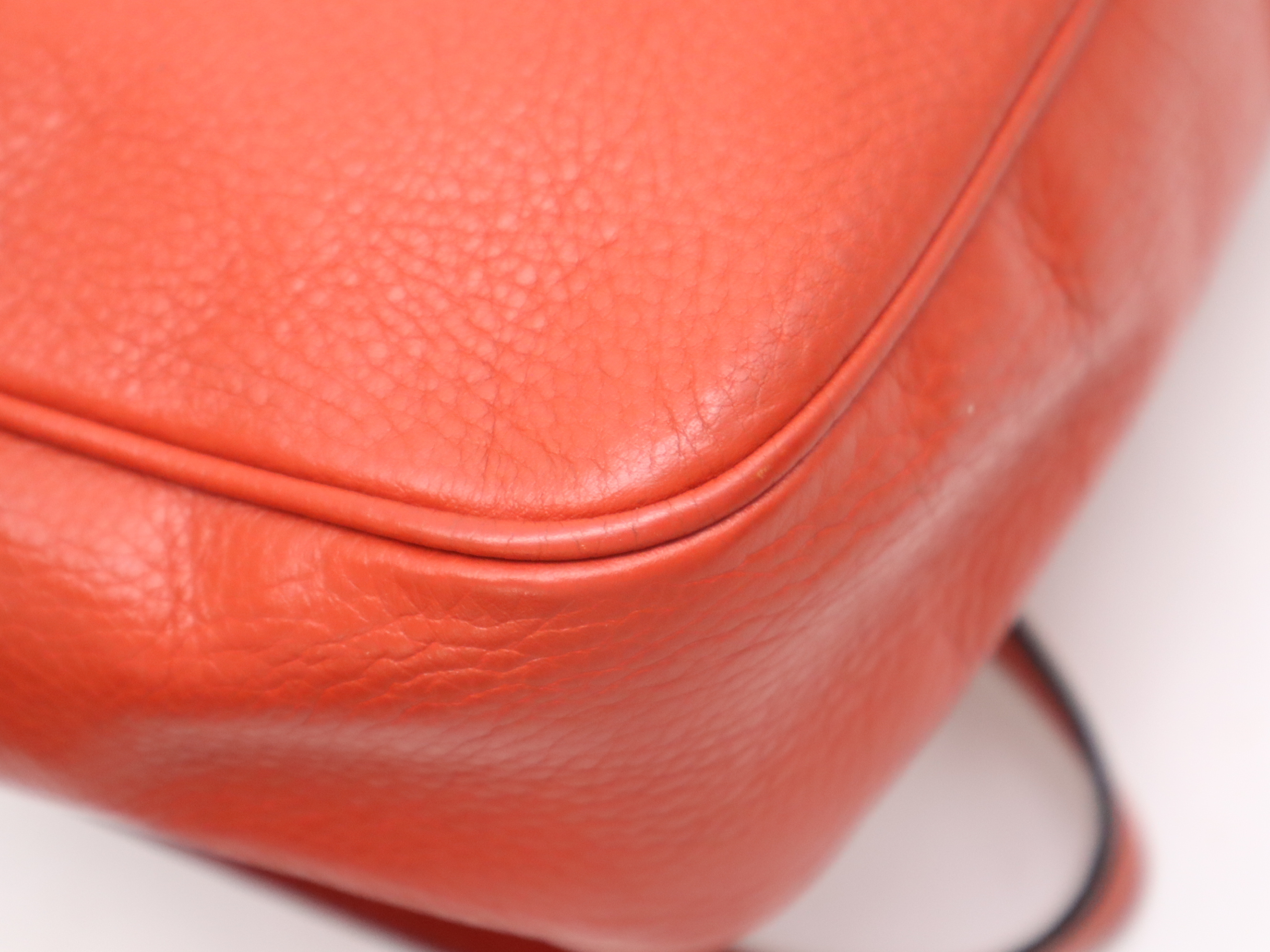 308364 Leather Soho Disco Bag Shoulder Bag Orange Gold Hardware — view 9