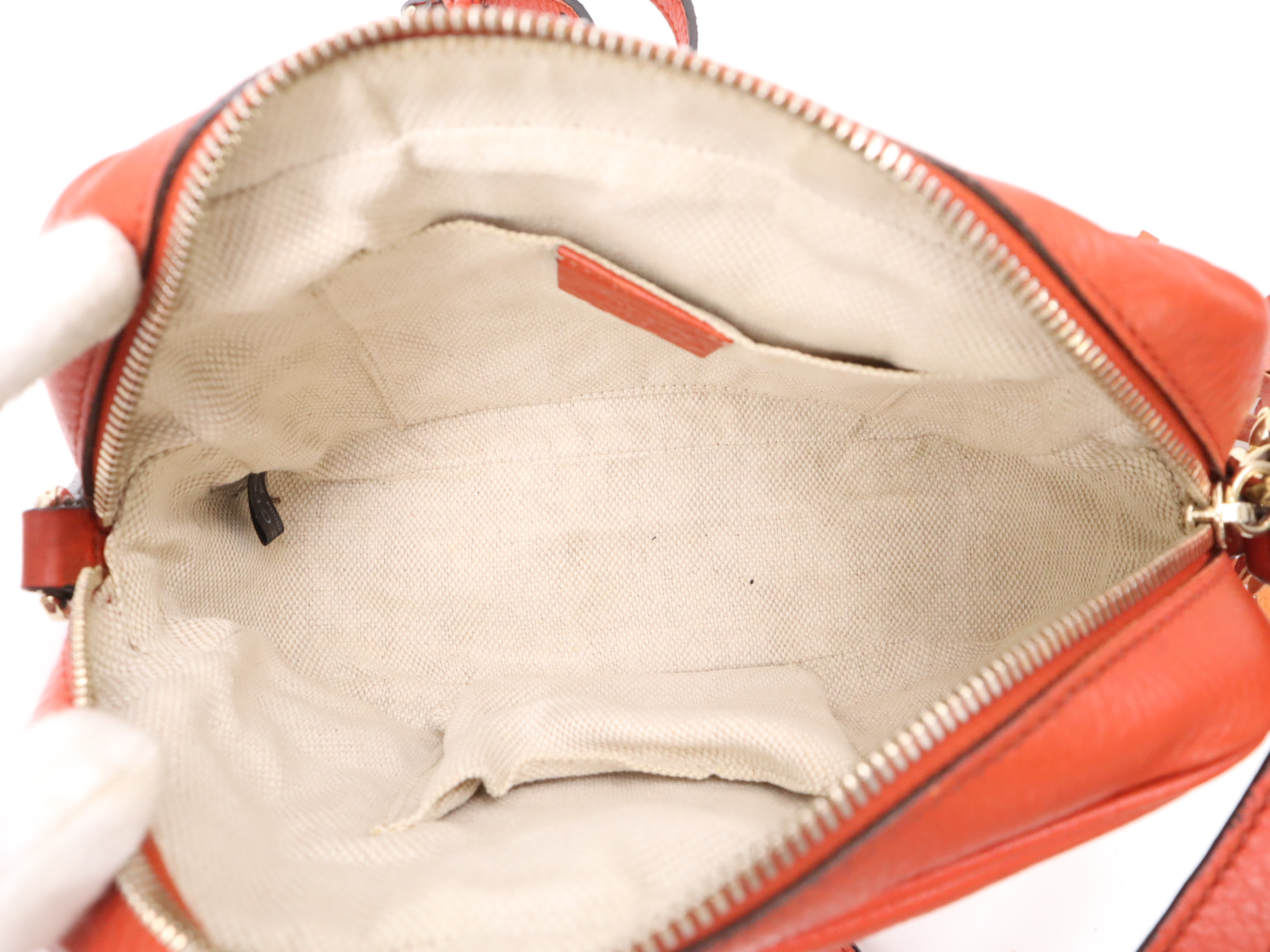 308364 Leather Soho Disco Bag Shoulder Bag Orange Gold Hardware — view 10