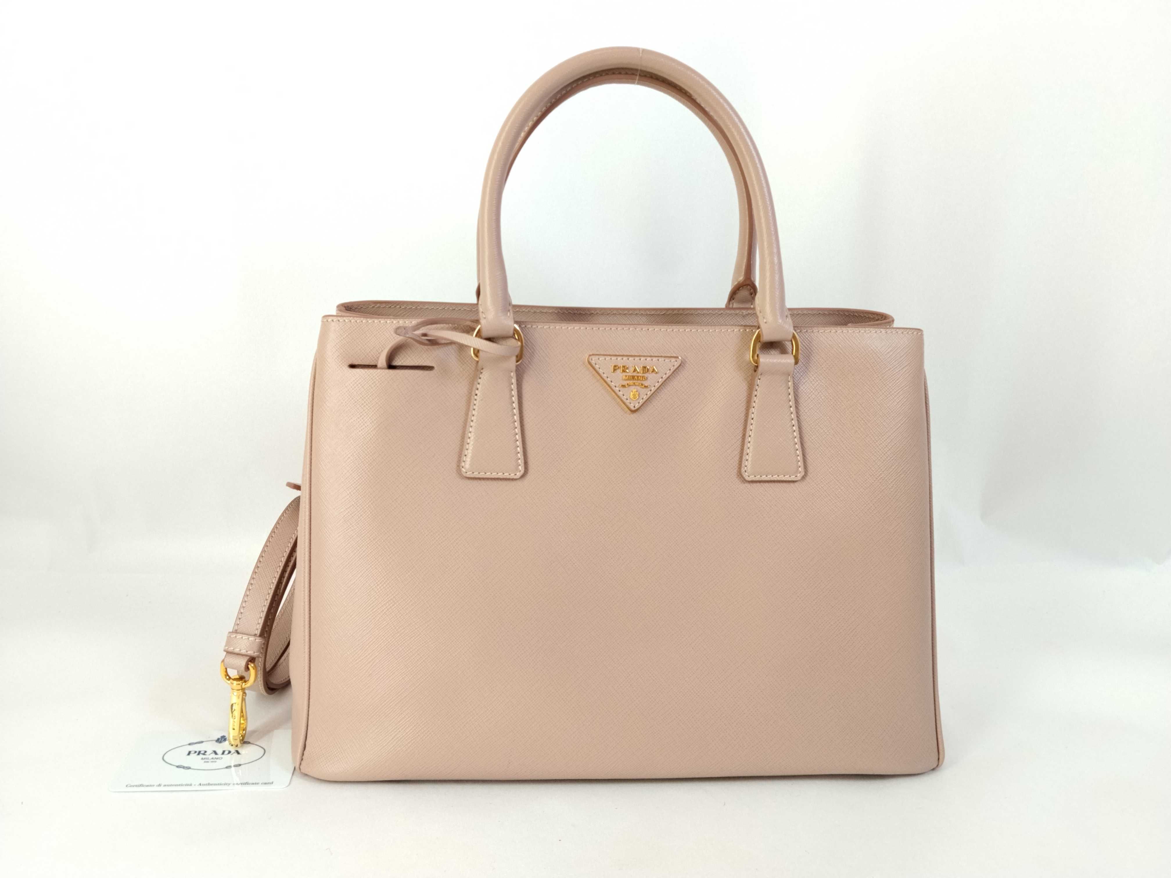 Saffiano Lux Galleria Leather 2-Way Handbag, Pink, BN1874