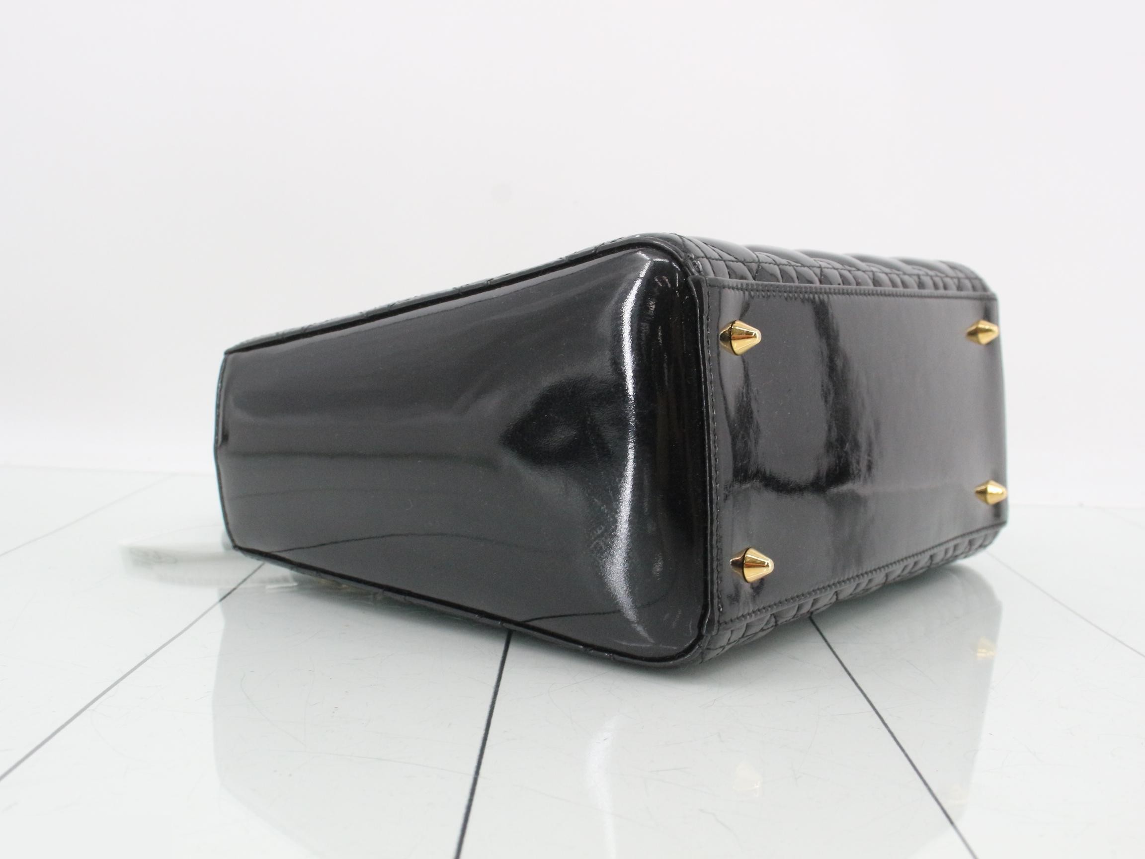 Lady Dior Canage Enamel 2-Way Handbag, Black — view 5