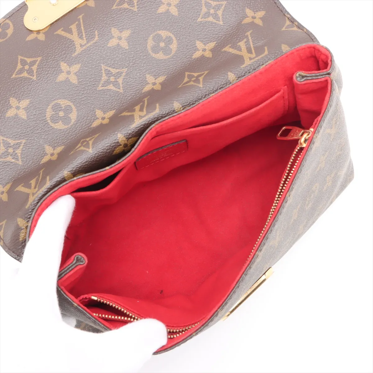 Monogram x Taurillon Saint-Placide M43713 Brown x Red RFID reaction available — view 7