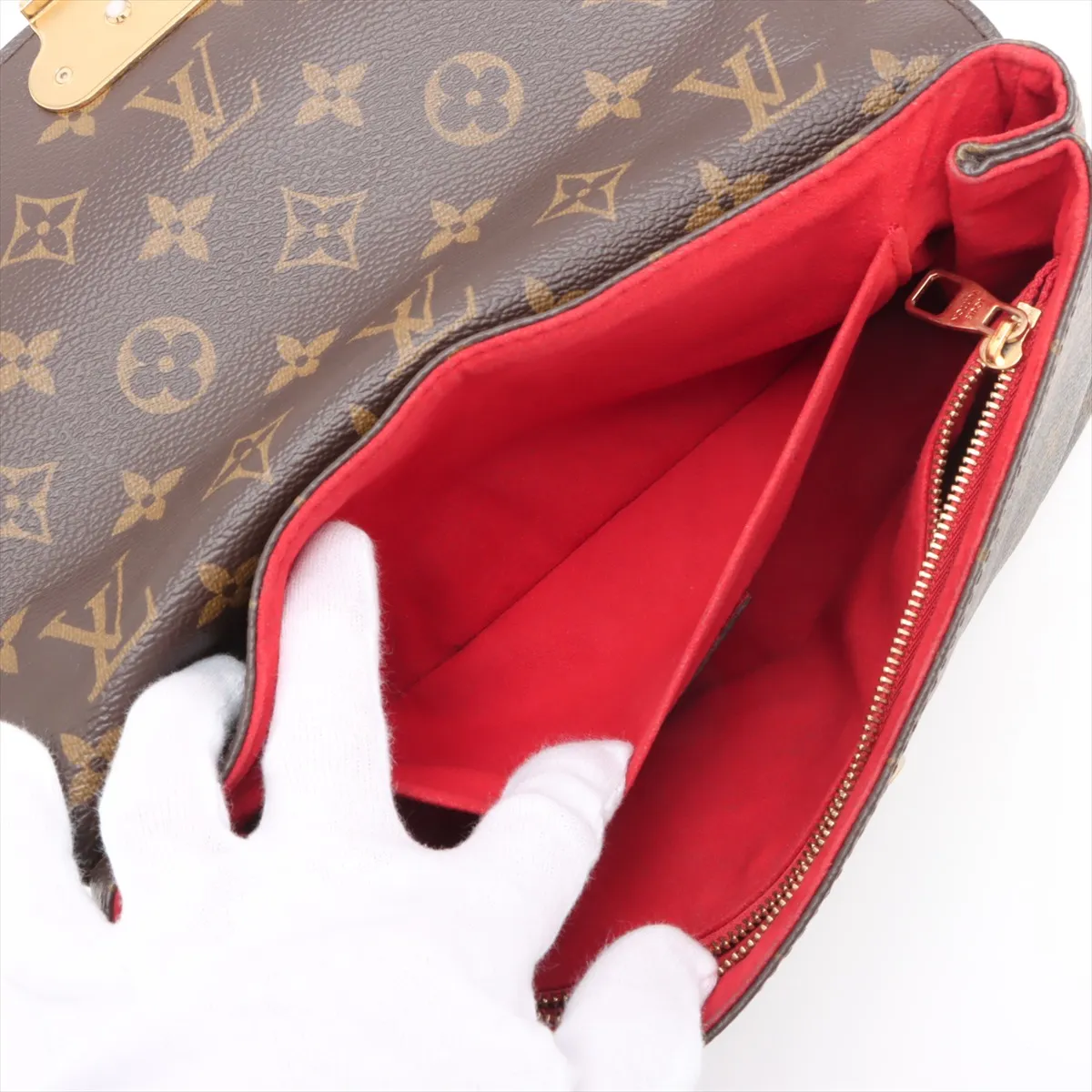 Monogram x Taurillon Saint-Placide M43713 Brown x Red RFID reaction available — view 9