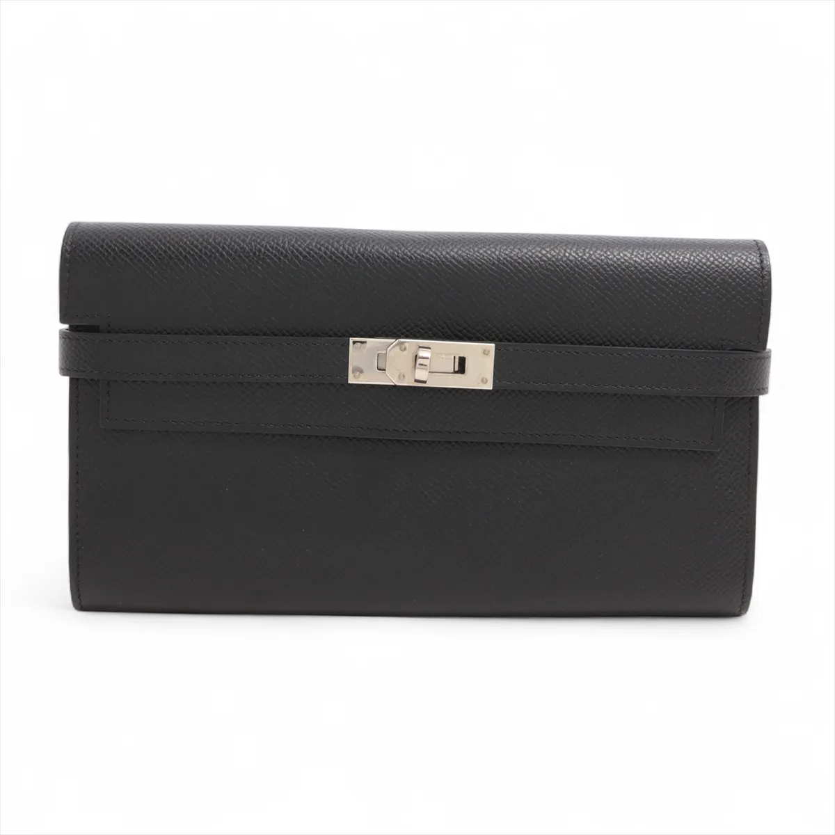 Kelly Wallet, Veau Epsom Leather, Long Wallet, Black, Silver Hardware, D: 2019