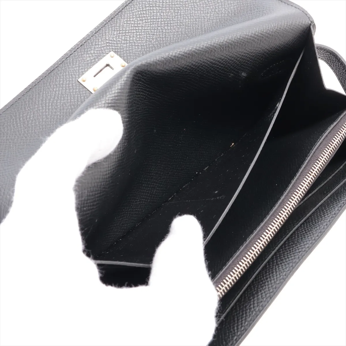Kelly Wallet, Veau Epsom Leather, Long Wallet, Black, Silver Hardware, D: 2019 — view 4