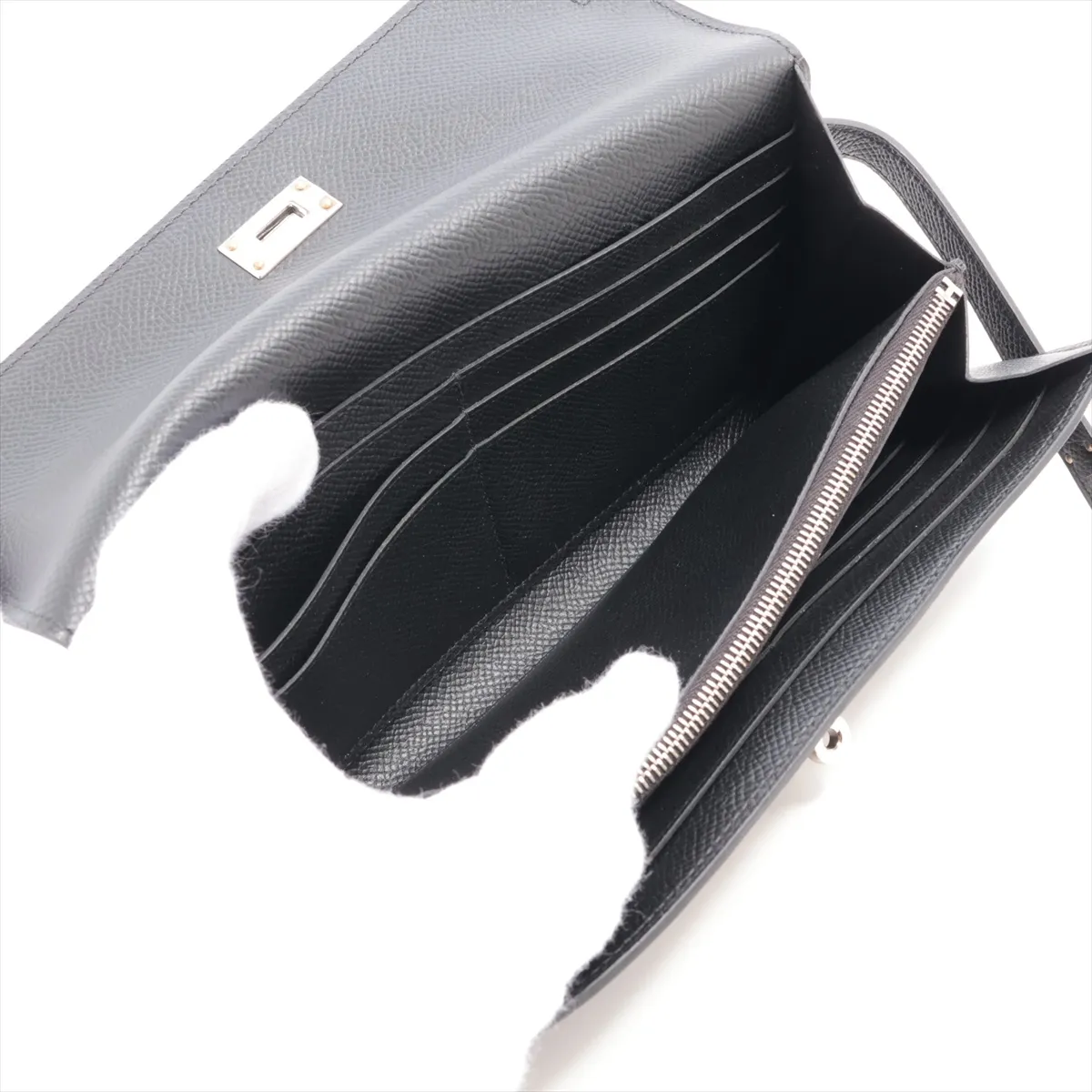 Kelly Wallet, Veau Epsom Leather, Long Wallet, Black, Silver Hardware, D: 2019 — view 5
